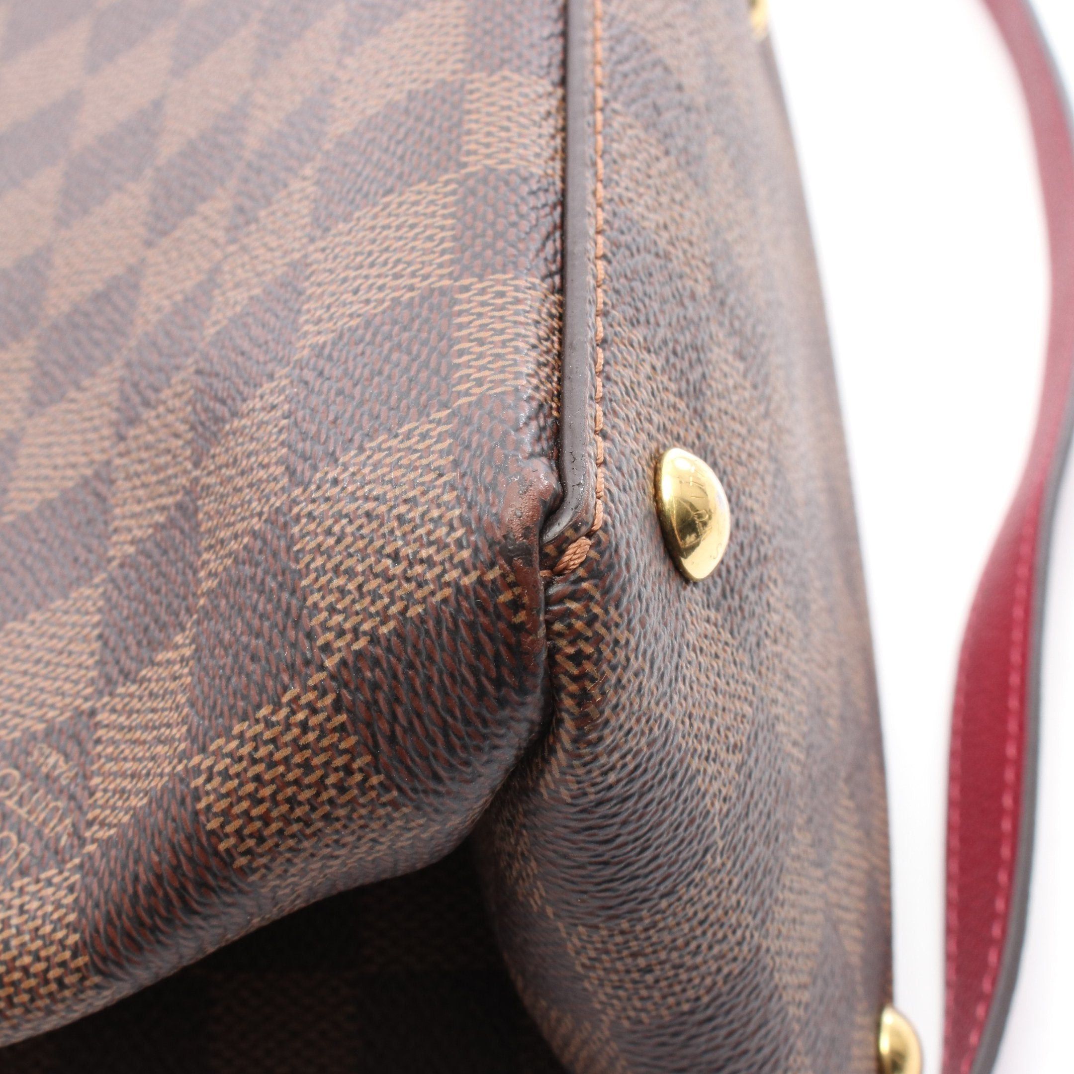 Louis Vuitton Lv Riverside Damier Ebene Riduvan Handbag Leather Brown Bordeaux