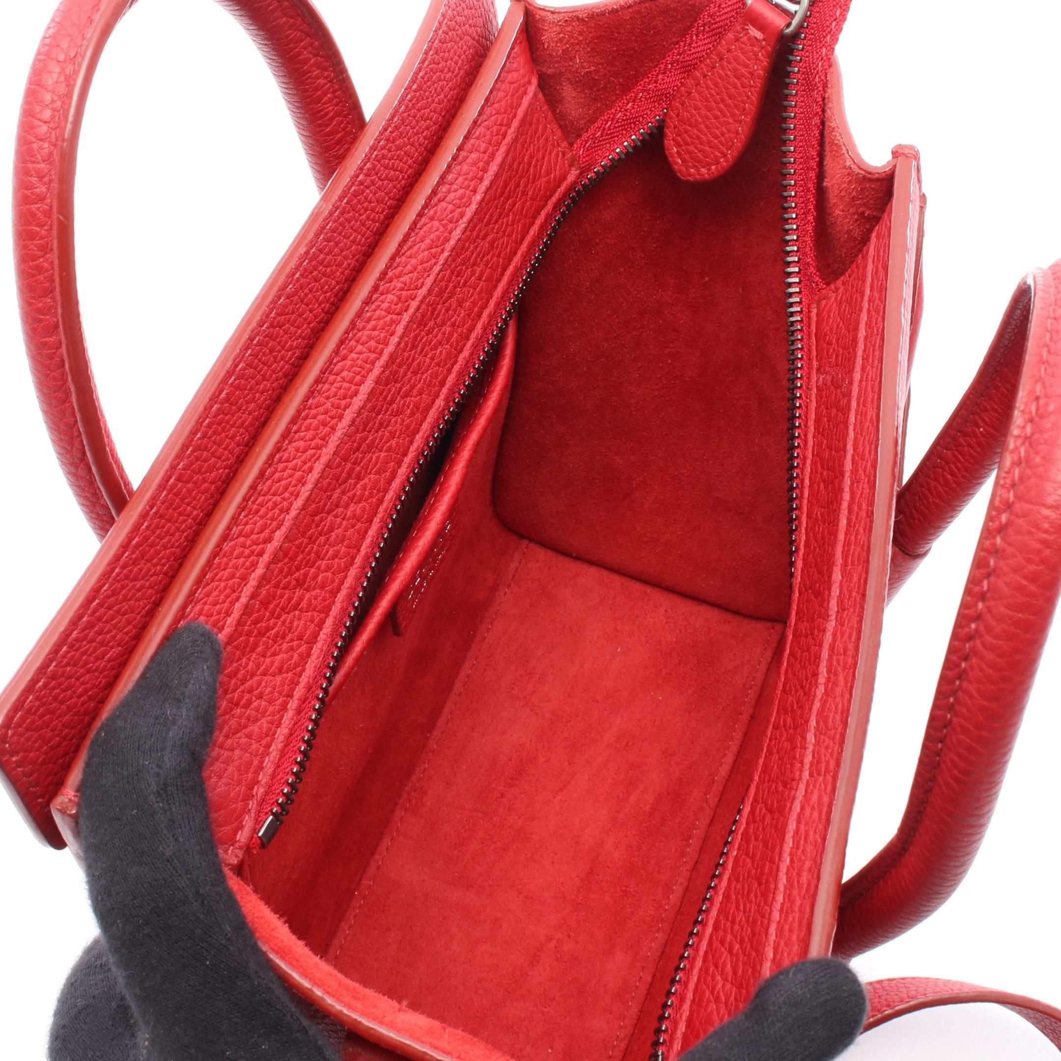 Celine Celine Luggage Nano Shopper Handbag Leather Red Size ONE SIZE - 3 Thumbnail