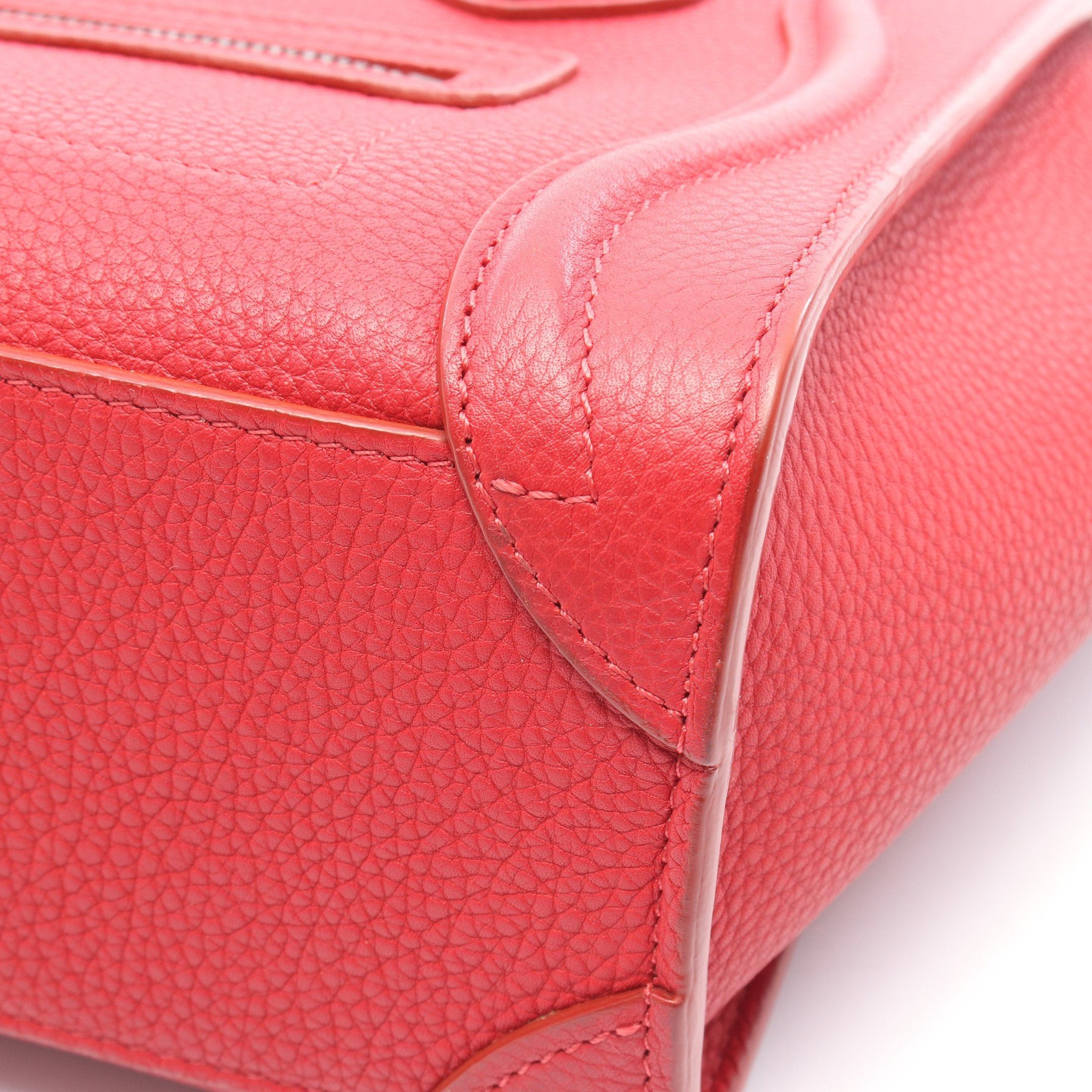 Celine Celine Luggage Nano Shopper Handbag Leather Red Size ONE SIZE - 6 Thumbnail
