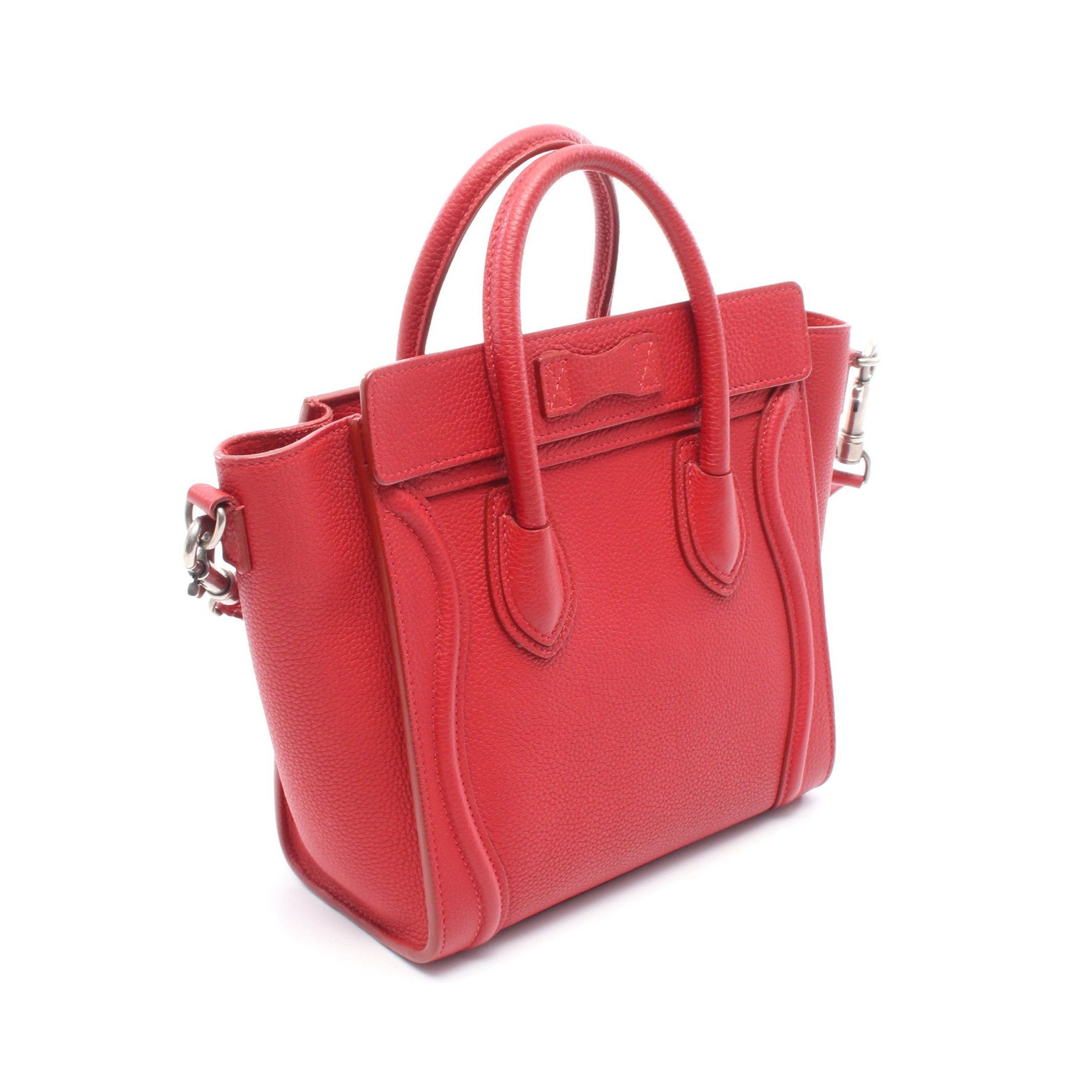 Celine Celine Luggage Nano Shopper Handbag Leather Red Size ONE SIZE - 2 Thumbnail