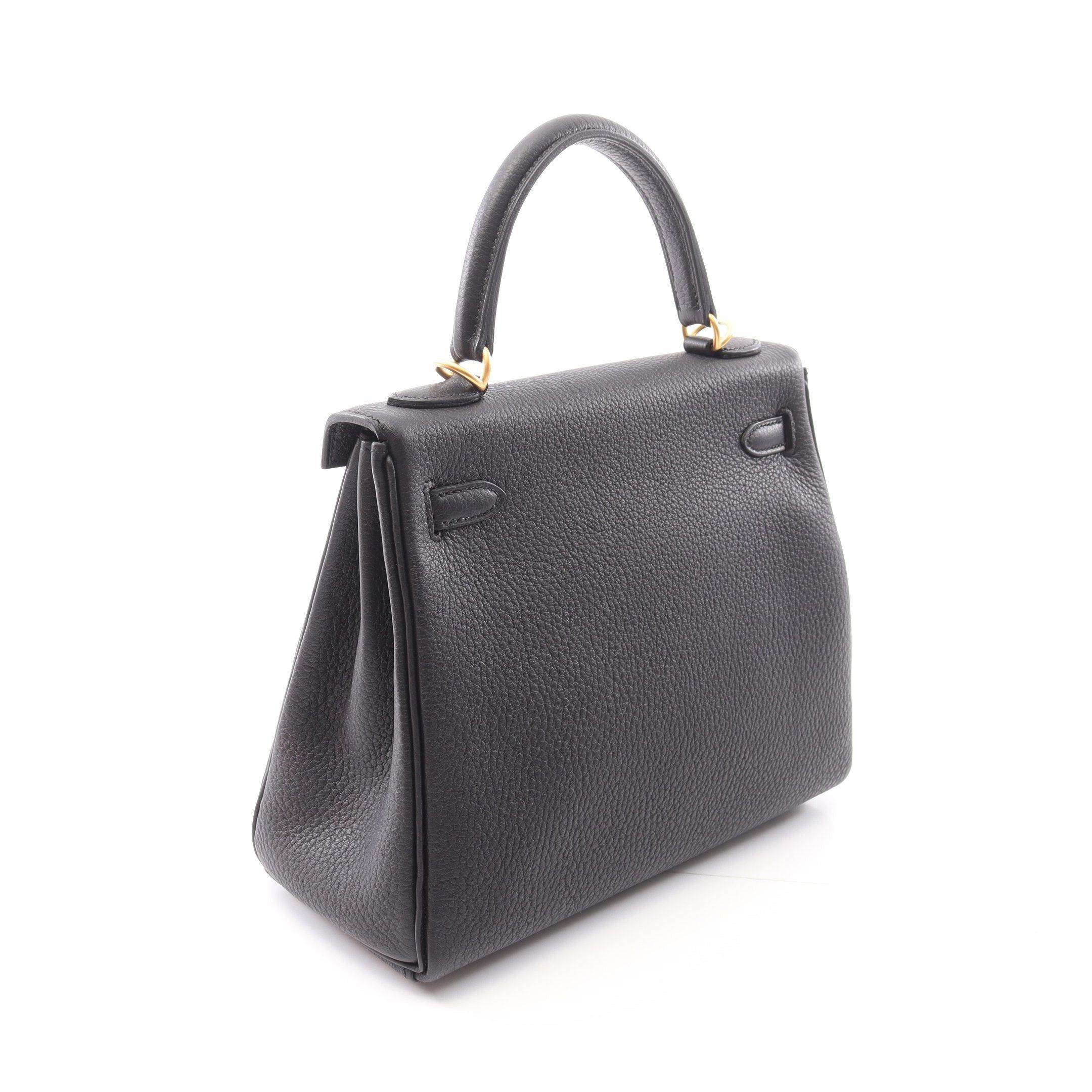 Hermes Hermes Kelly 25 Handbag Togo Black Matte Gold Hardware Inner Stitch Double Engraved Size ONE SIZE - 2 Thumbnail