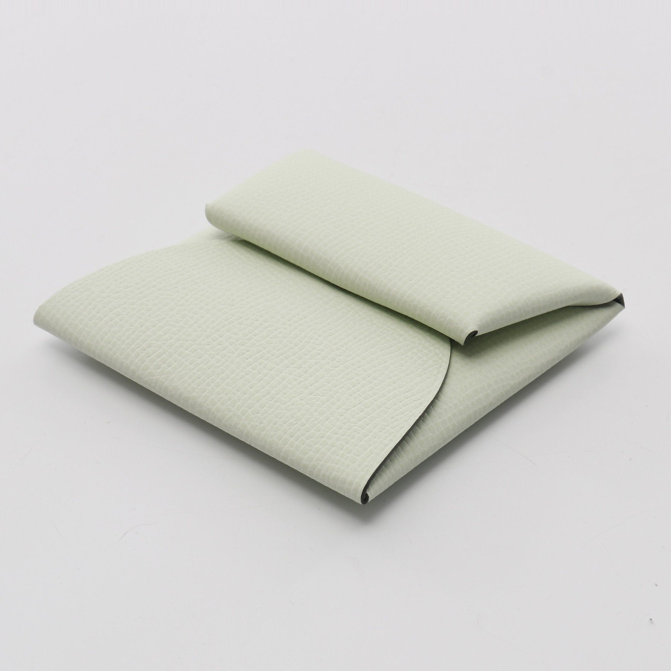 Hermes Hermes Bastia Verso Vert Fizz Veil Yucca Coin Purse Veau Epsom Light Green Silver Hardware Double Engraved Size ONE SIZE - 7 Thumbnail