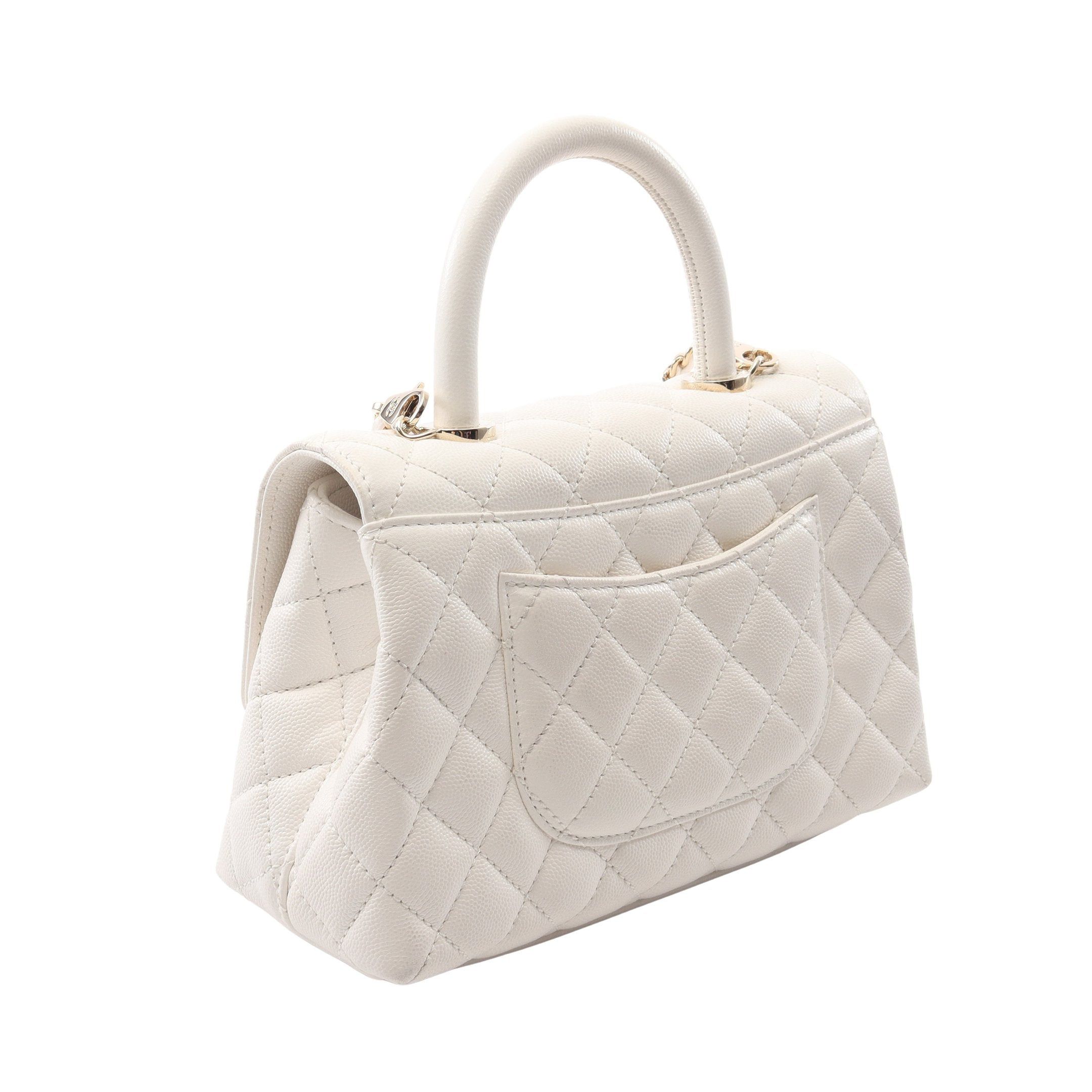 Chanel Chanel Coco Handle Flap Matelasse Handbag Caviar Skin White Gold Hardware Size ONE SIZE - 2 Thumbnail