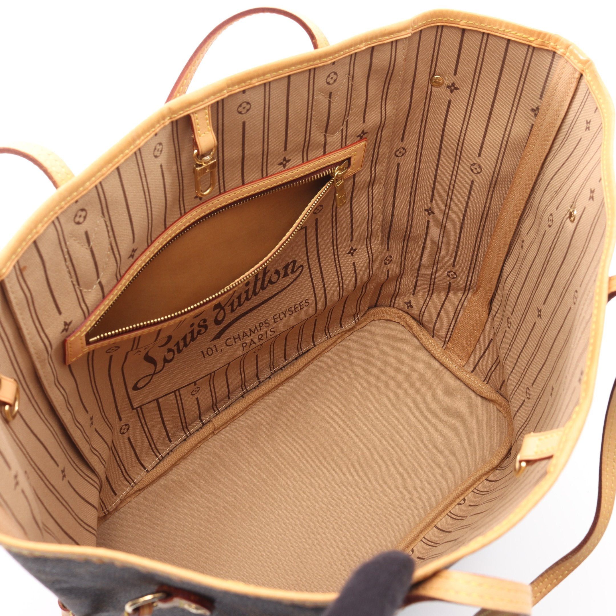 Louis Vuitton Louis Vuitton Neverfull Mm Monogram Shoulder Bag Tote Leather Brown Size ONE SIZE - 3 Thumbnail