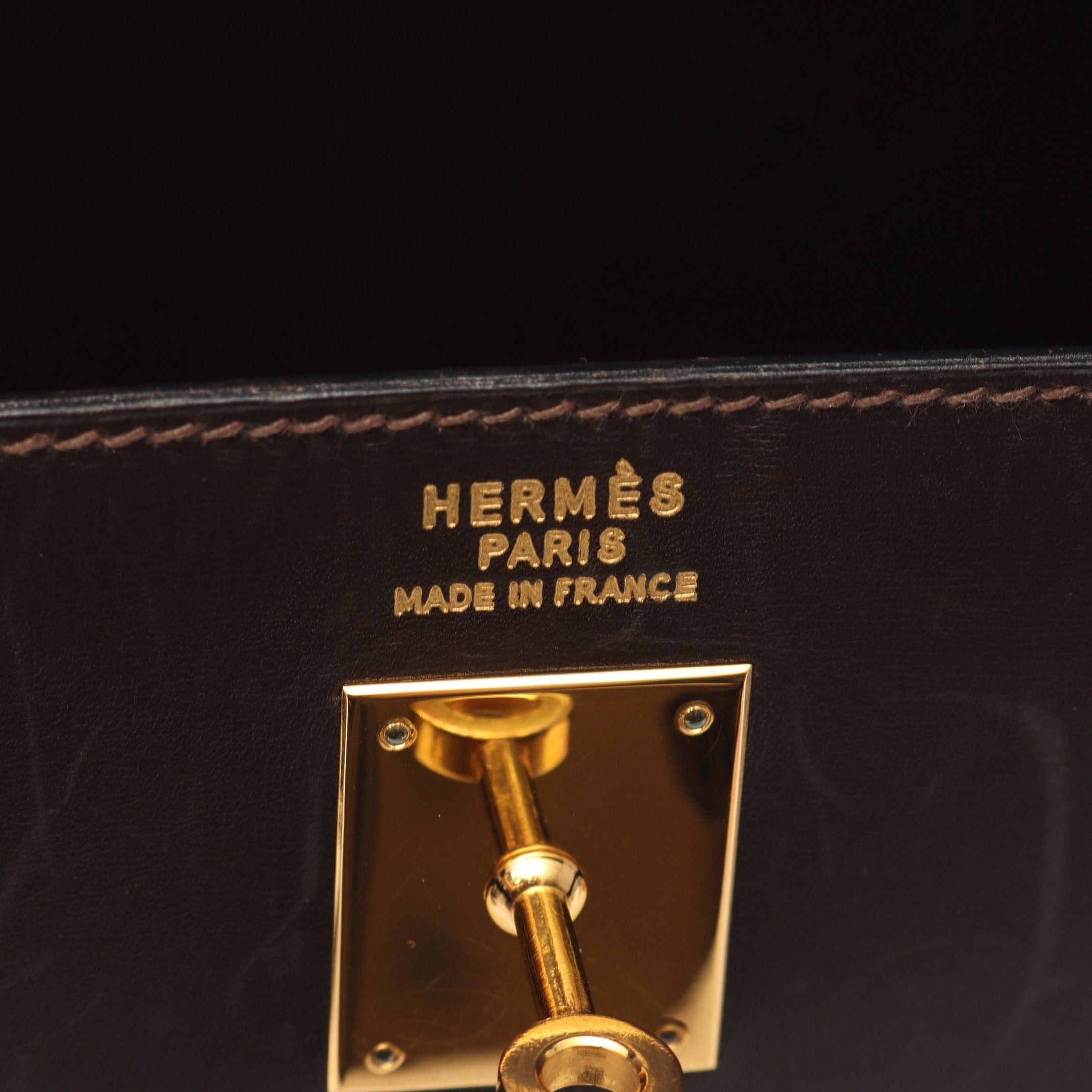 Hermes Hermes Kelly35 Ebene Handbag Box Calf Dark Brown Gold Hardware Outside Sewing ○Y Stamp Size ONE SIZE - 4 Thumbnail