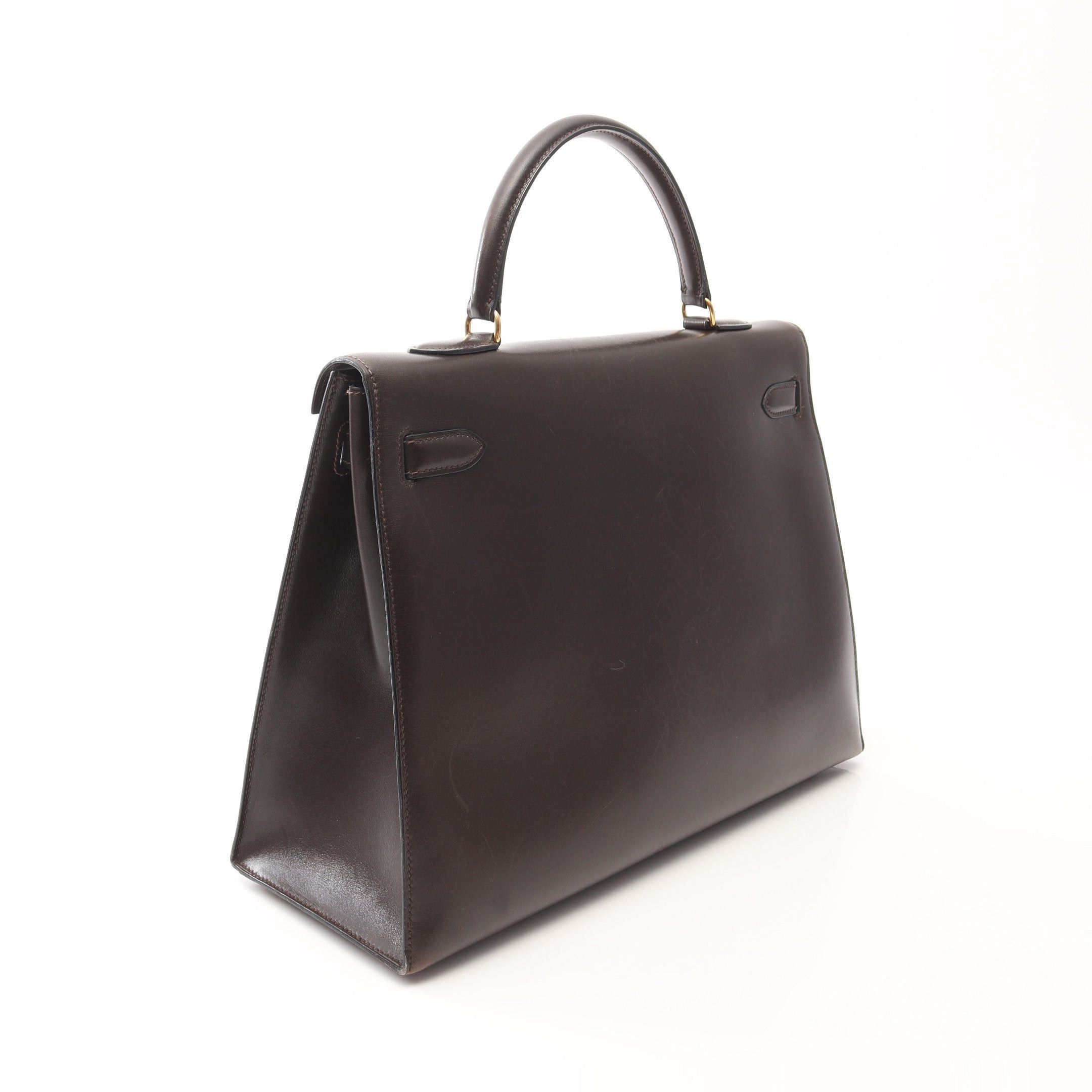 Hermes Hermes Kelly35 Ebene Handbag Box Calf Dark Brown Gold Hardware Outside Sewing ○Y Stamp Size ONE SIZE - 2 Thumbnail