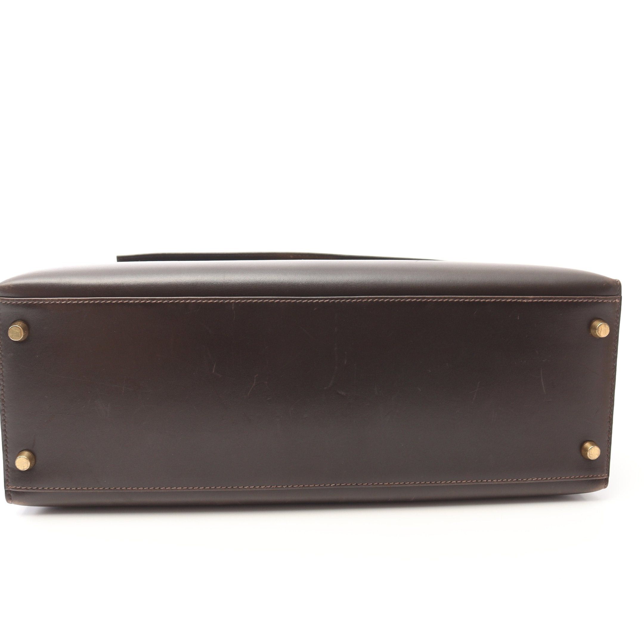 Hermes Hermes Kelly35 Ebene Handbag Box Calf Dark Brown Gold Hardware Outside Sewing ○Y Stamp Size ONE SIZE - 13 Thumbnail