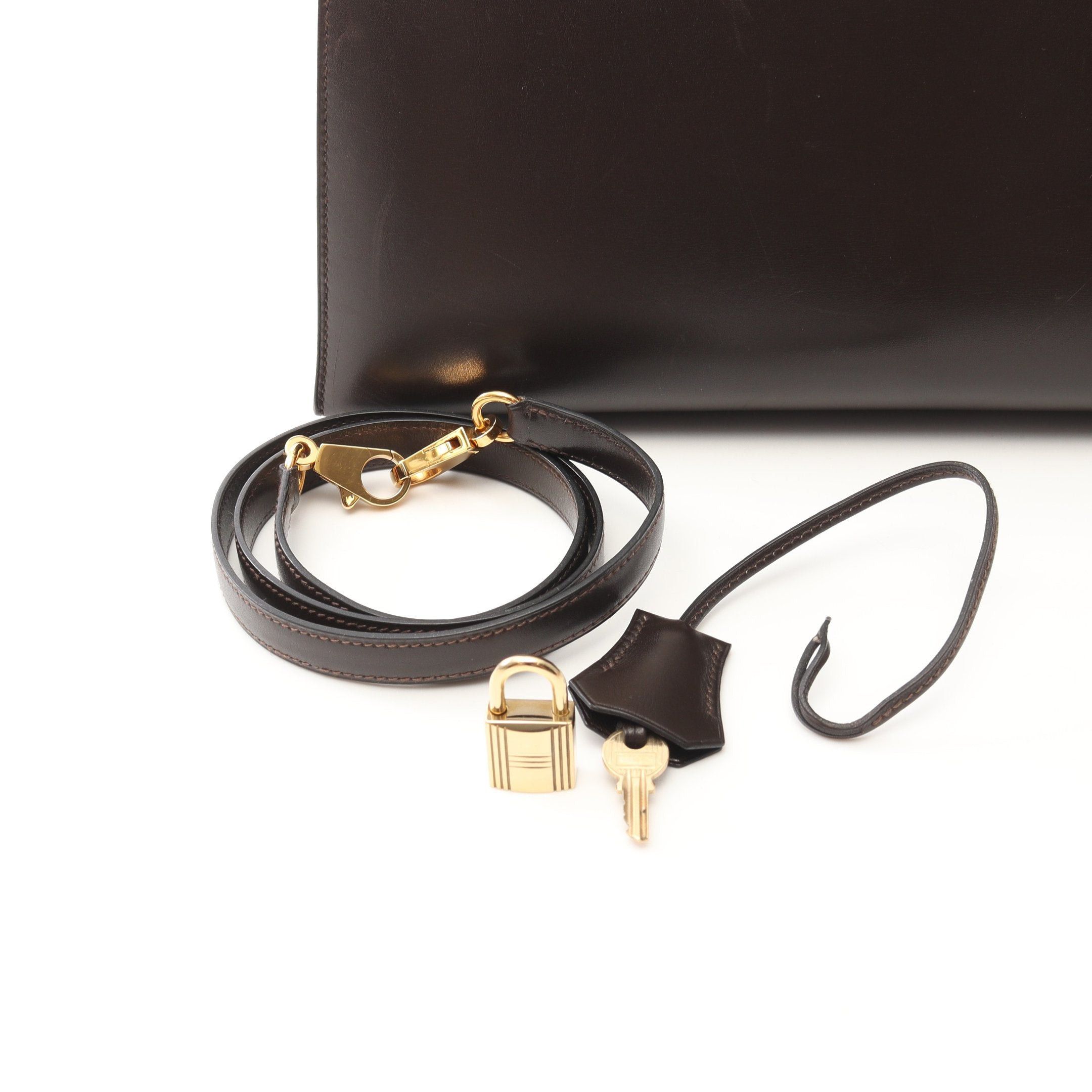 Hermes Hermes Kelly35 Ebene Handbag Box Calf Dark Brown Gold Hardware Outside Sewing ○Y Stamp Size ONE SIZE - 6 Thumbnail