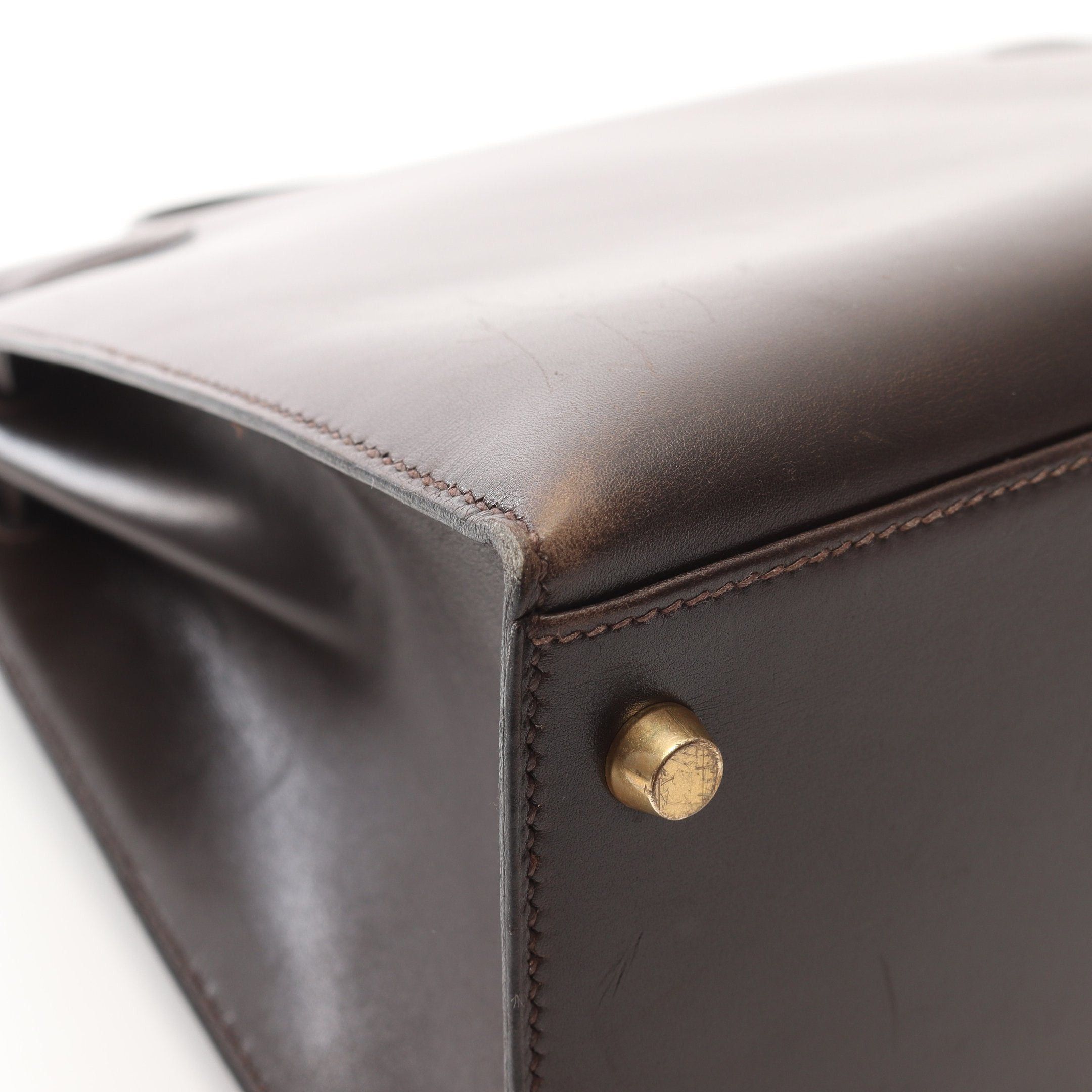 Hermes Hermes Kelly35 Ebene Handbag Box Calf Dark Brown Gold Hardware Outside Sewing ○Y Stamp Size ONE SIZE - 11 Thumbnail