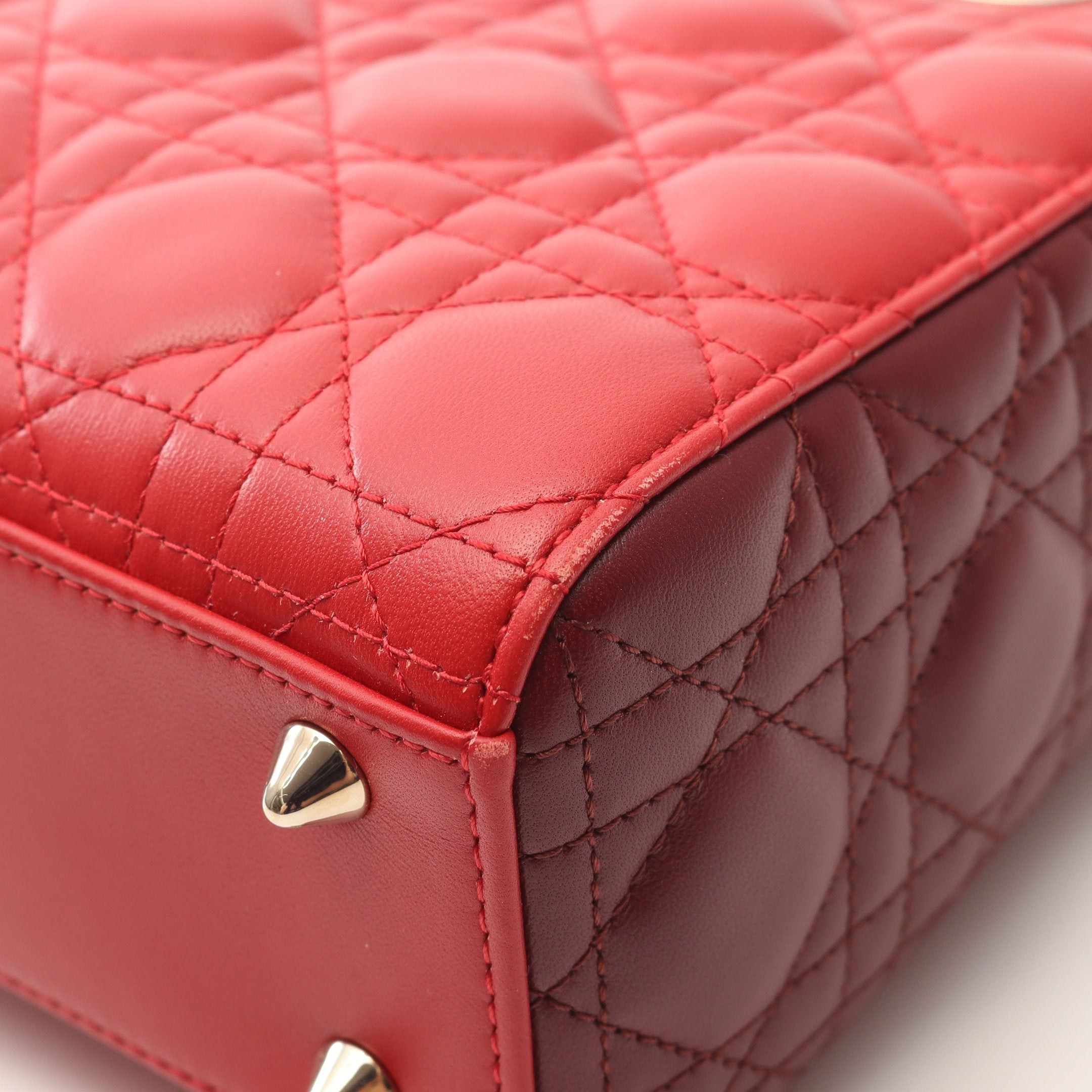 Dior Dior Lady Dior Small Canage Handbag Leather Red Bordeaux Size ONE SIZE - 9 Thumbnail