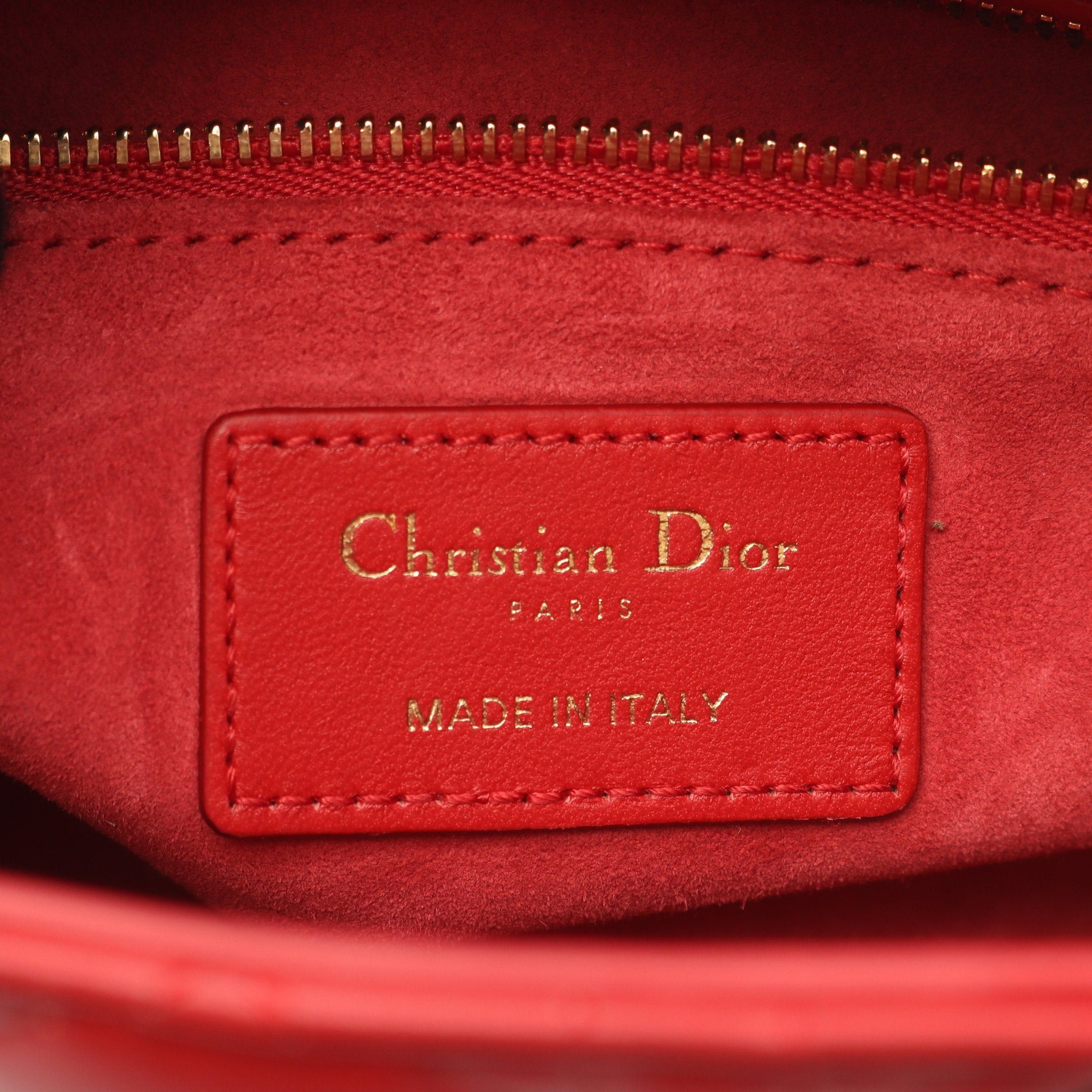Dior Dior Lady Dior Small Canage Handbag Leather Red Bordeaux Size ONE SIZE - 4 Thumbnail