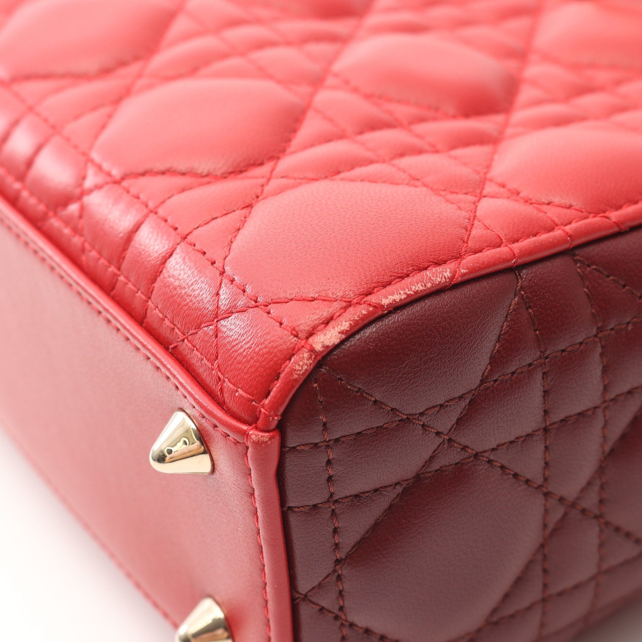 Dior Dior Lady Dior Small Canage Handbag Leather Red Bordeaux Size ONE SIZE - 8 Thumbnail