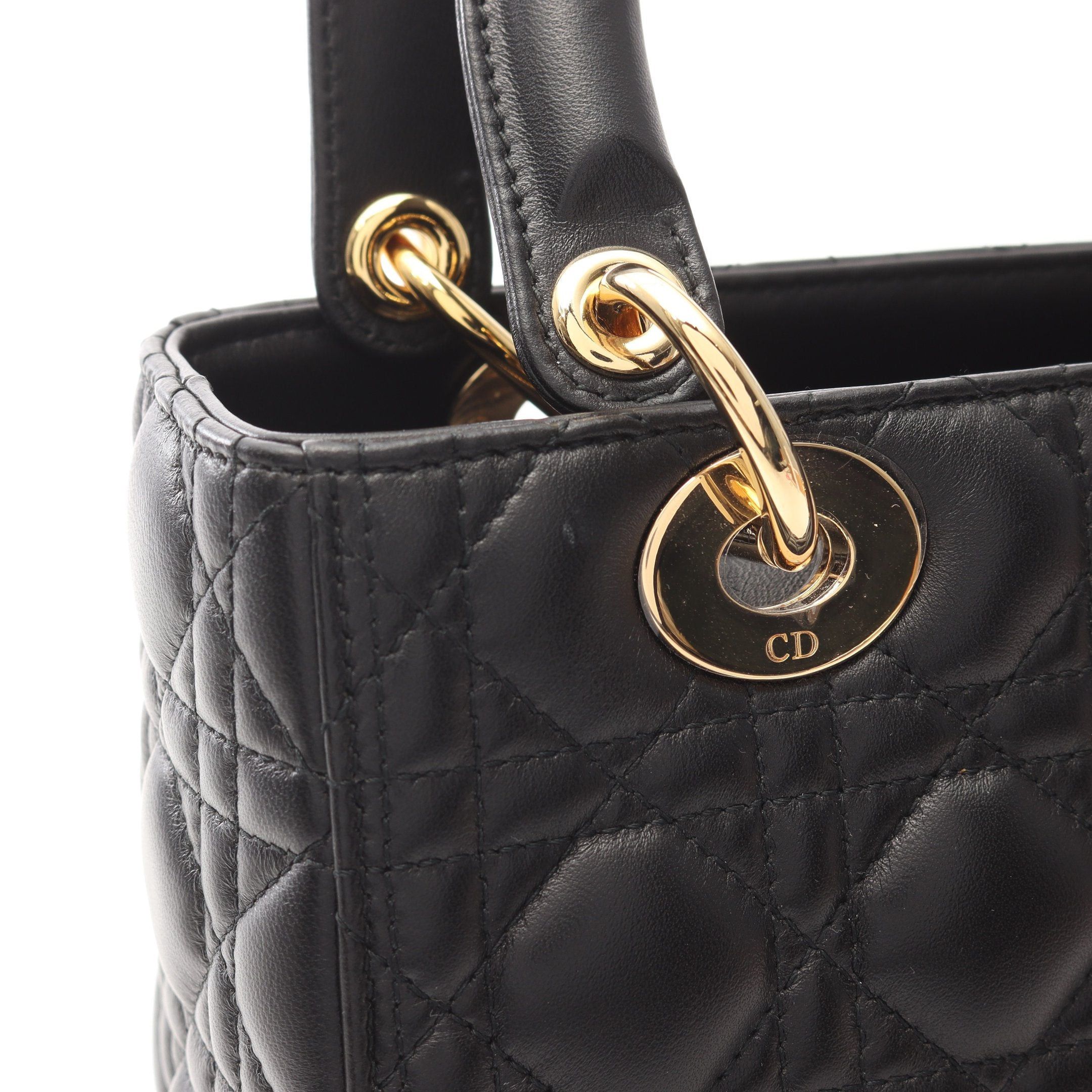 Dior Dior Lady Dior Canage Handbag Leather Black Size ONE SIZE - 6 Thumbnail
