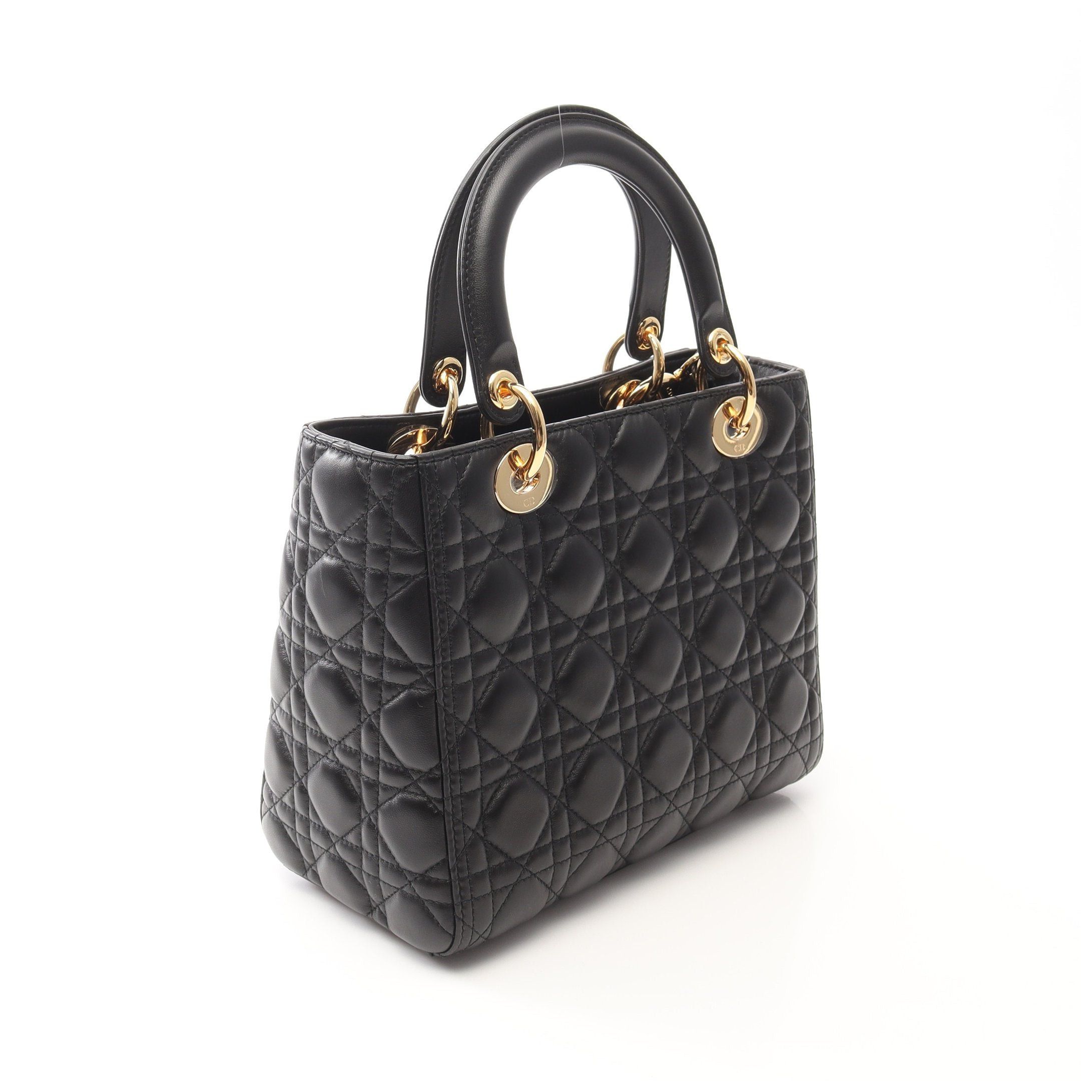 Dior Dior Lady Dior Canage Handbag Leather Black Size ONE SIZE - 2 Thumbnail