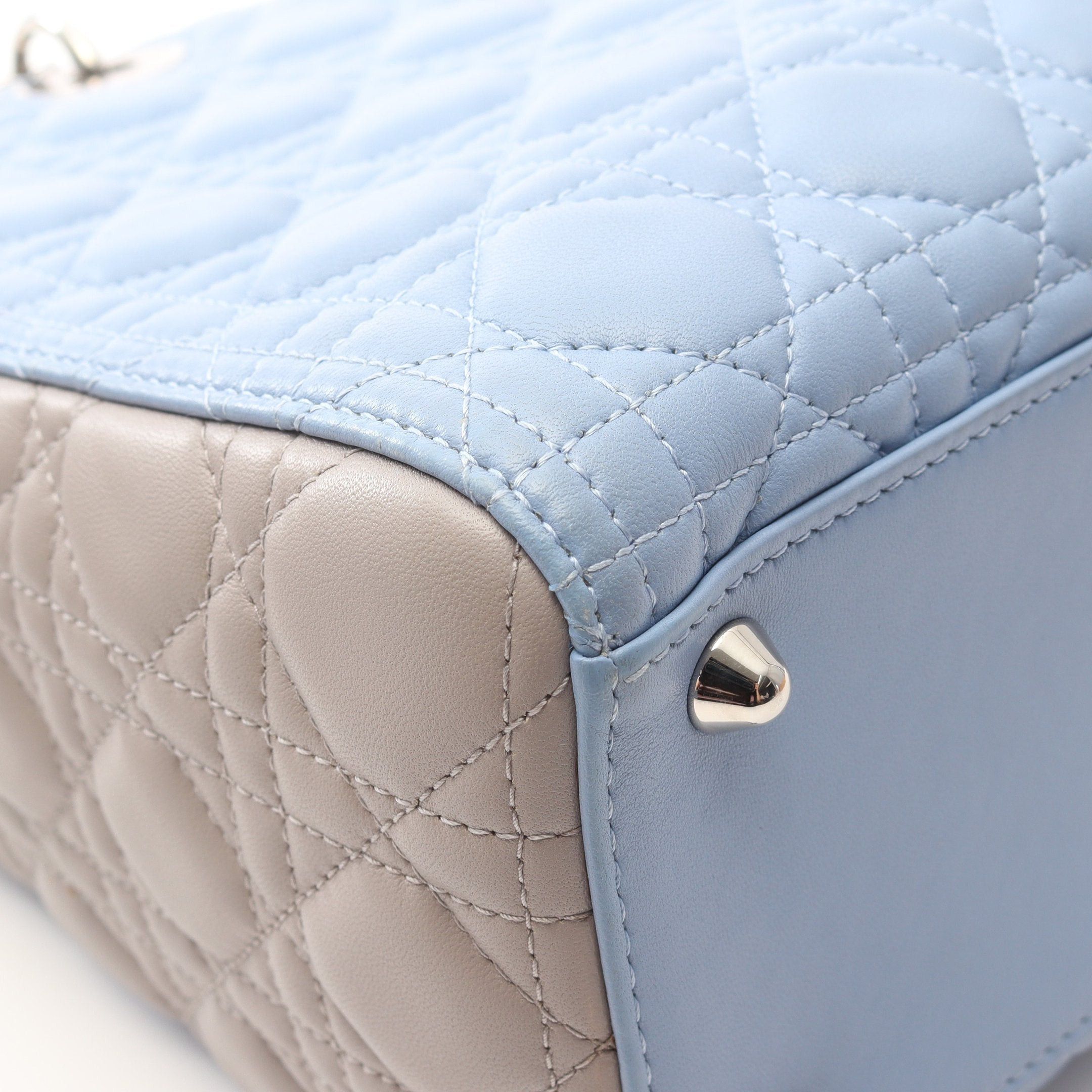 Dior Dior Lady Dior Large Canage Handbag Leather Light Blue Gray Size ONE SIZE - 6 Thumbnail