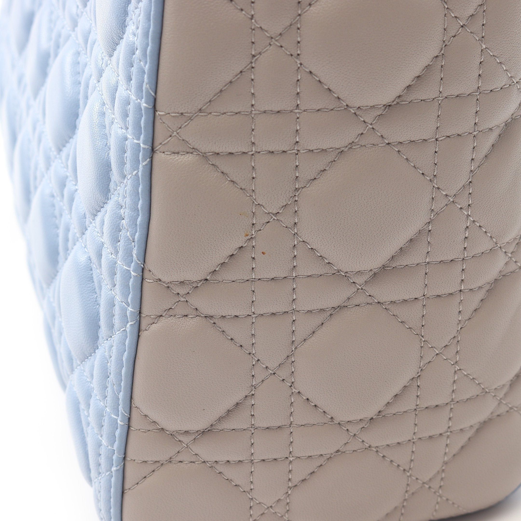 Dior Dior Lady Dior Large Canage Handbag Leather Light Blue Gray Size ONE SIZE - 5 Thumbnail