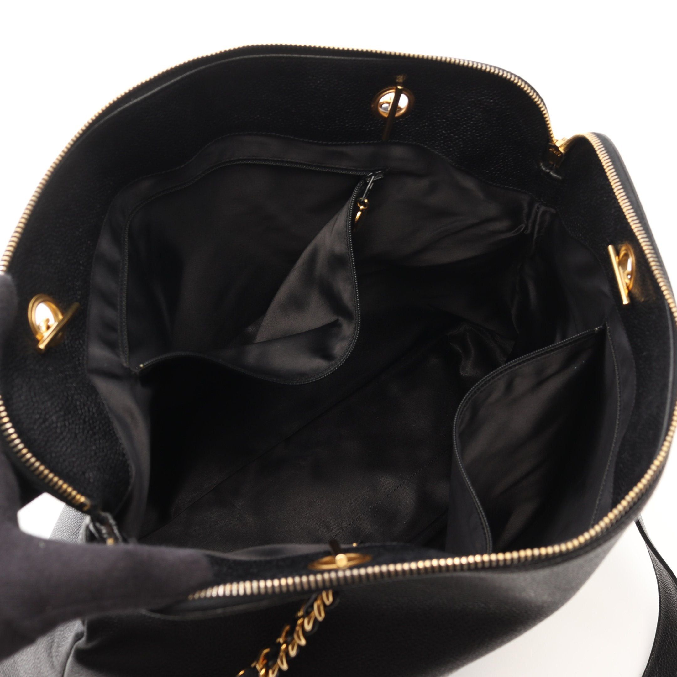 Chanel Chanel Big Coco Mark Shoulder Bag Tote Caviar Skin Black Gold Hardware Size ONE SIZE - 3 Thumbnail