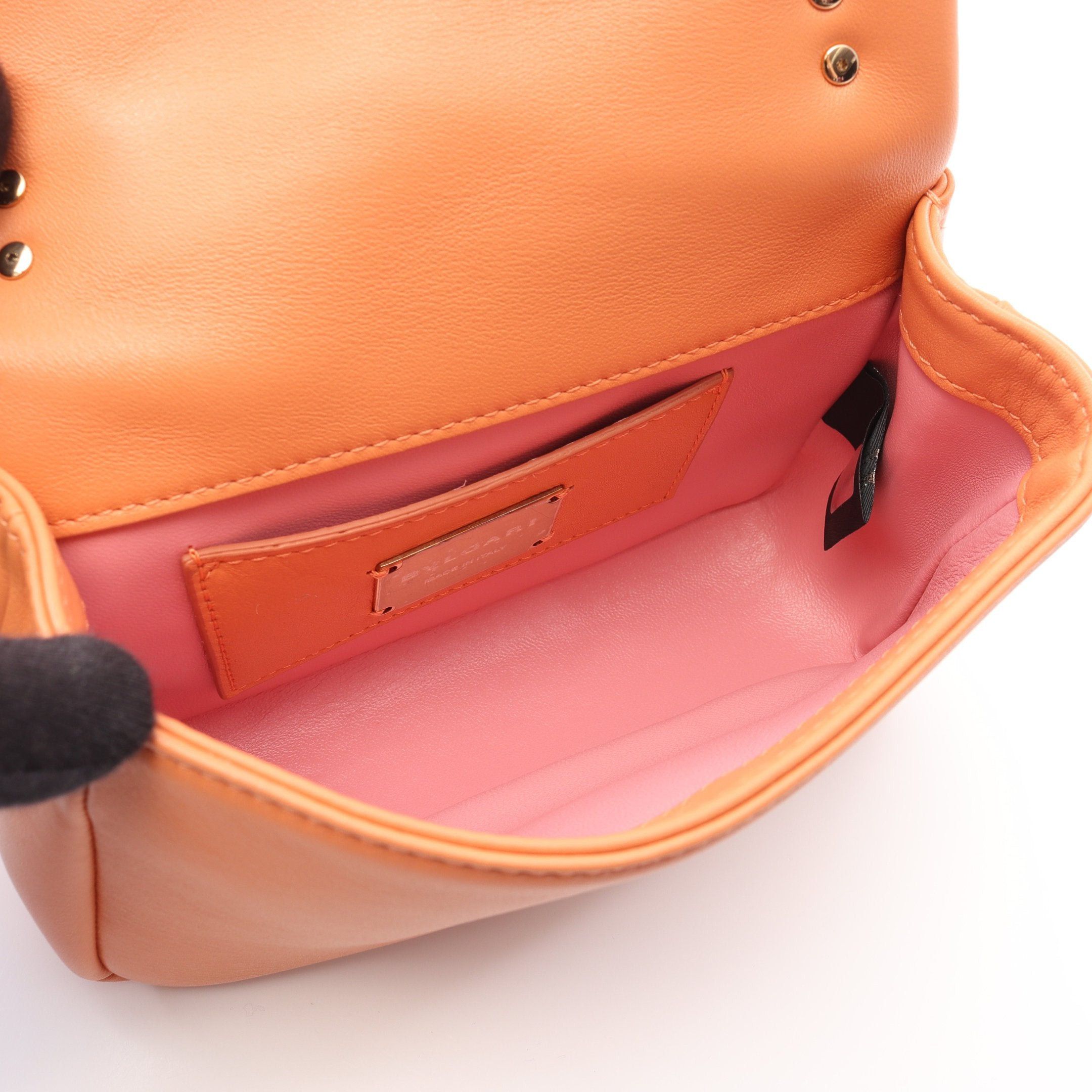 Bvlgari Bvlgari Serpenti Cabochon Chain Handbag Leather Coral Orange Size ONE SIZE - 3 Thumbnail