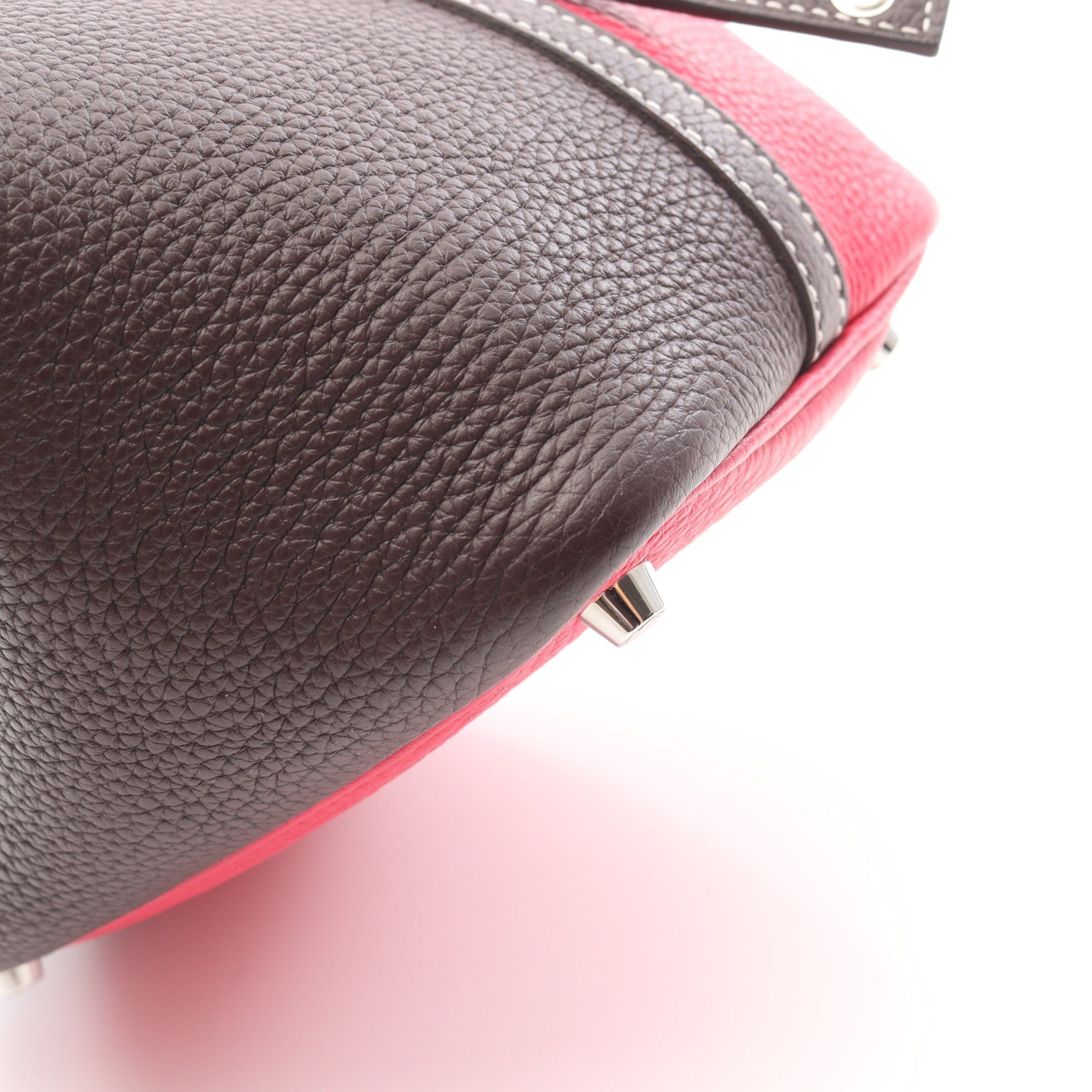 Hermes Hermes Picotane Pm Rouge Serie Raspberries Handbag Clemence Leather Pink Purple Dark Brown Silver Hardware Z Stamp Size ONE SIZE - 6 Thumbnail