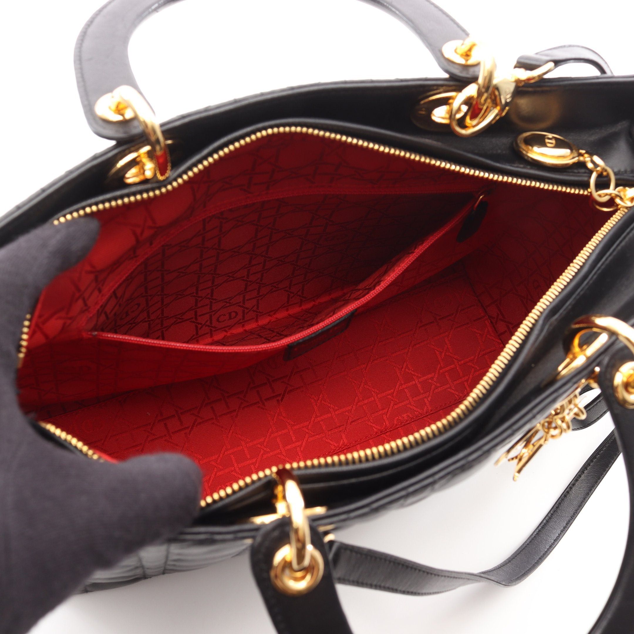 Dior Dior Lady Dior Large Handbag Leather Black Size ONE SIZE - 3 Thumbnail