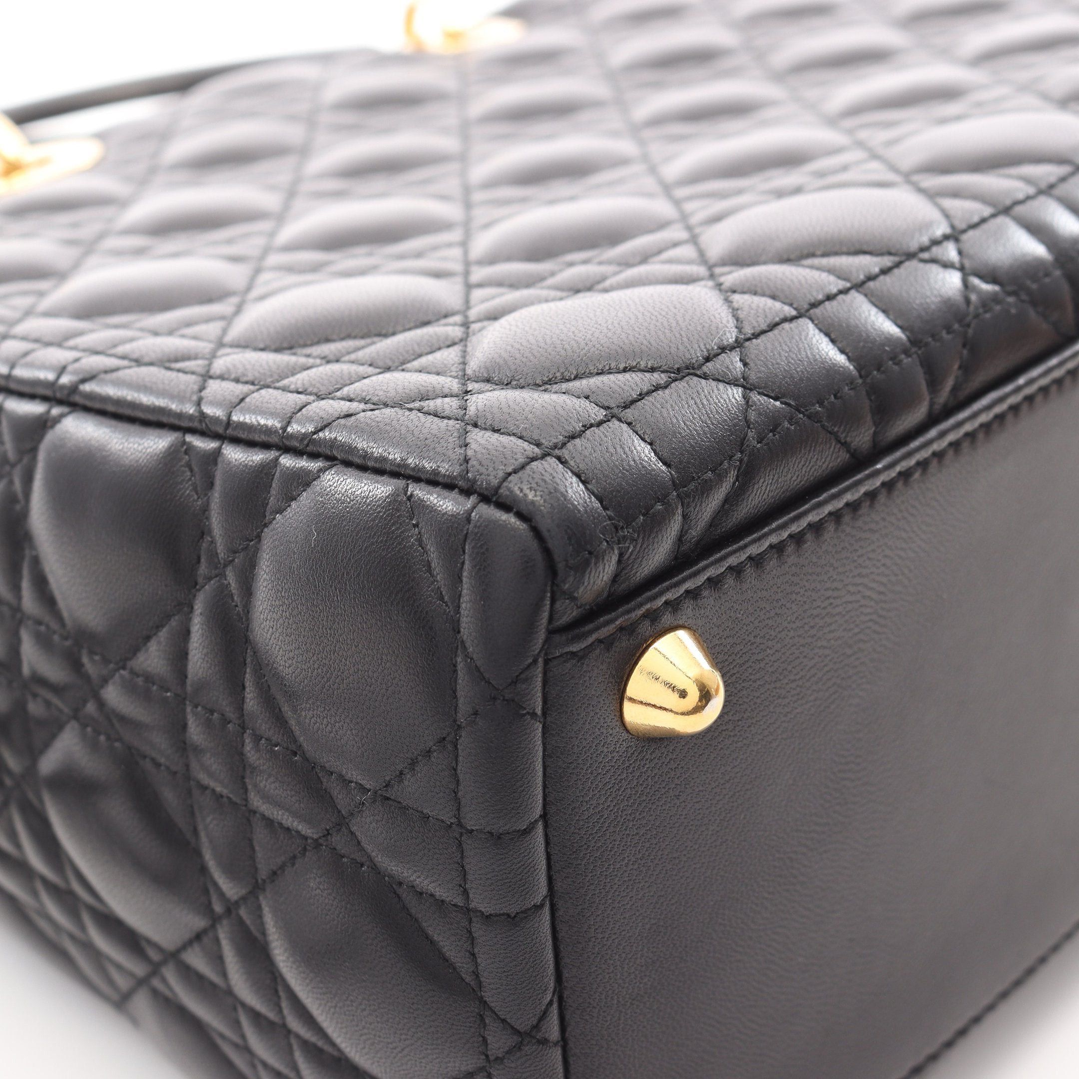Dior Dior Lady Dior Large Handbag Leather Black Size ONE SIZE - 6 Thumbnail