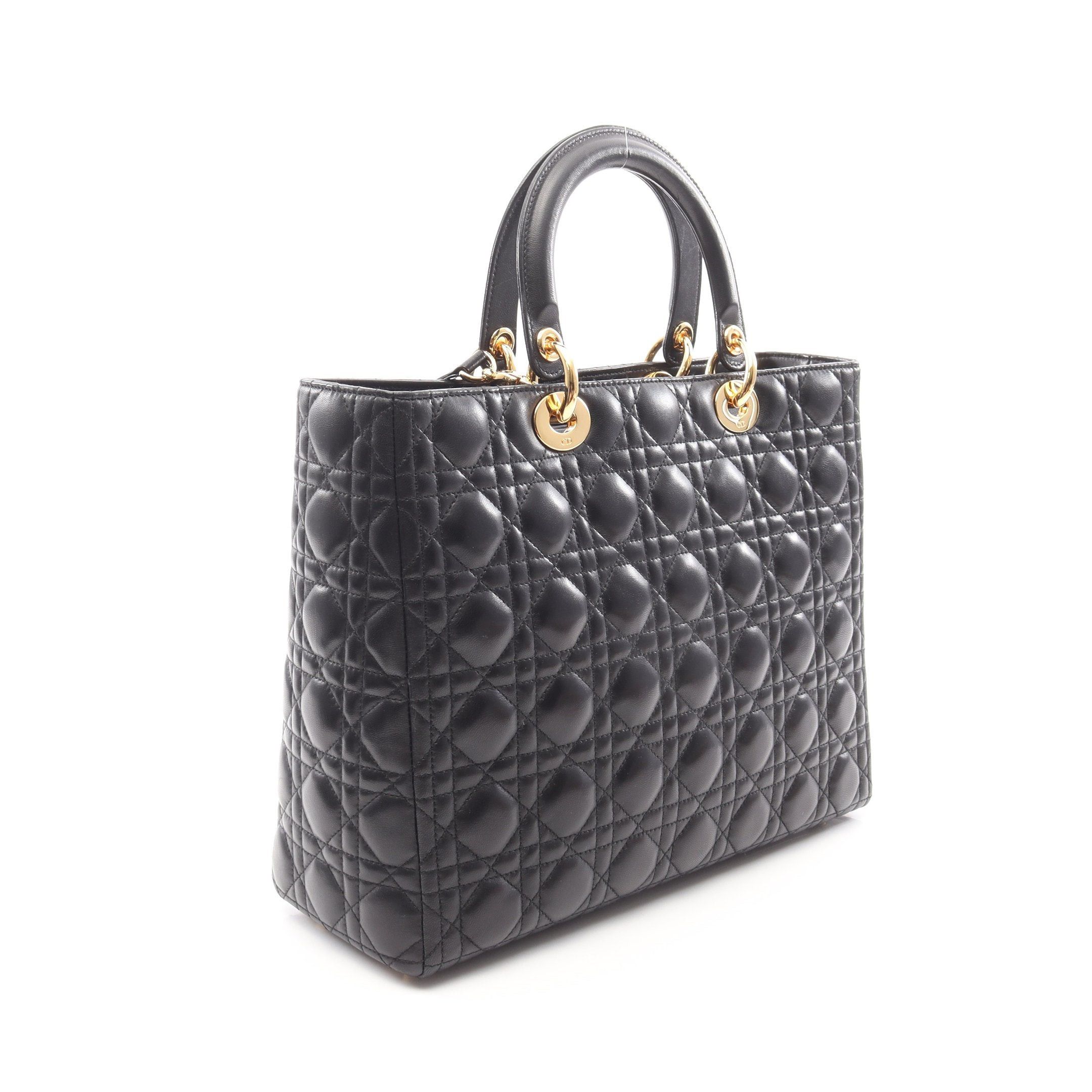 Dior Dior Lady Dior Large Handbag Leather Black Size ONE SIZE - 2 Thumbnail