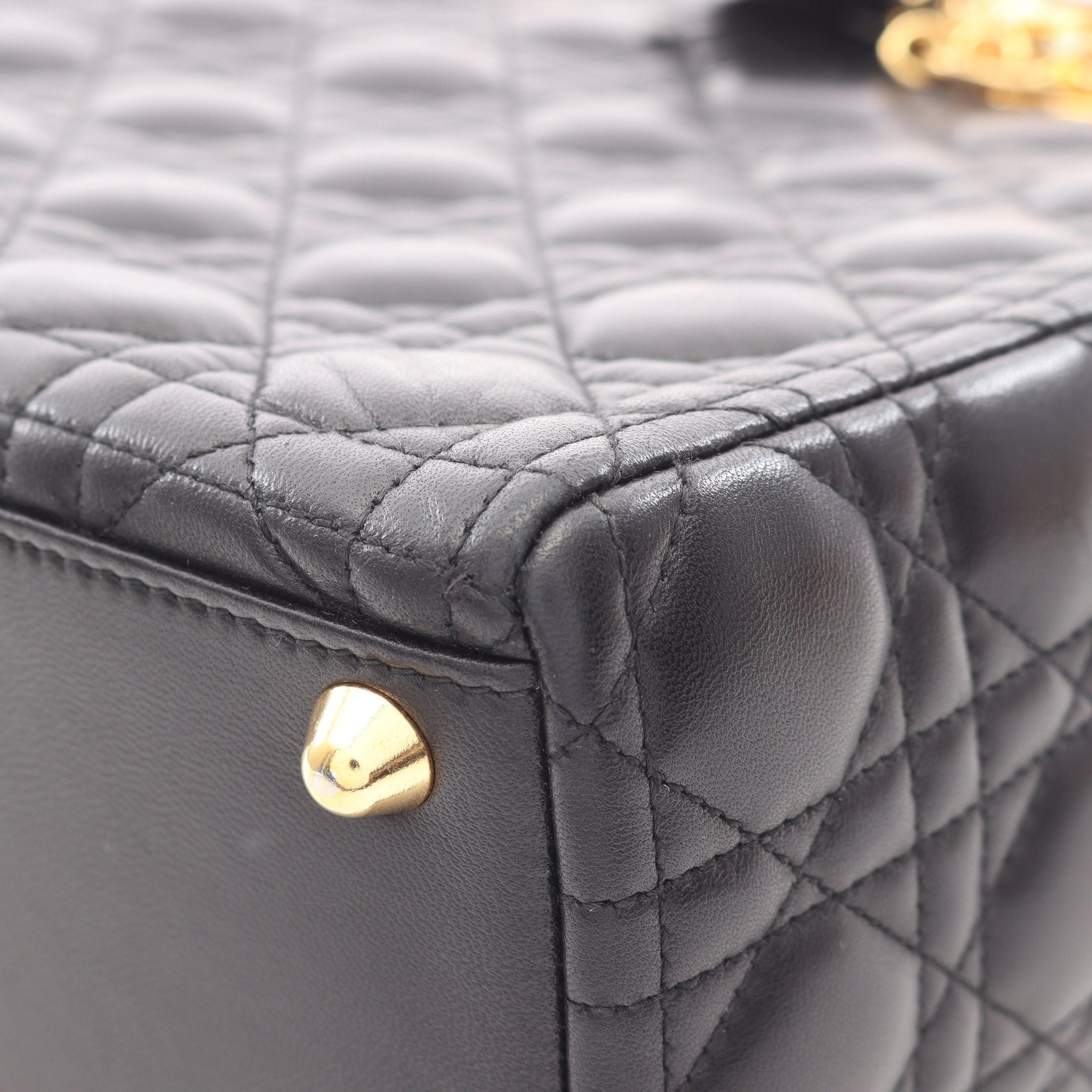Dior Dior Lady Dior Large Handbag Leather Black Size ONE SIZE - 7 Thumbnail