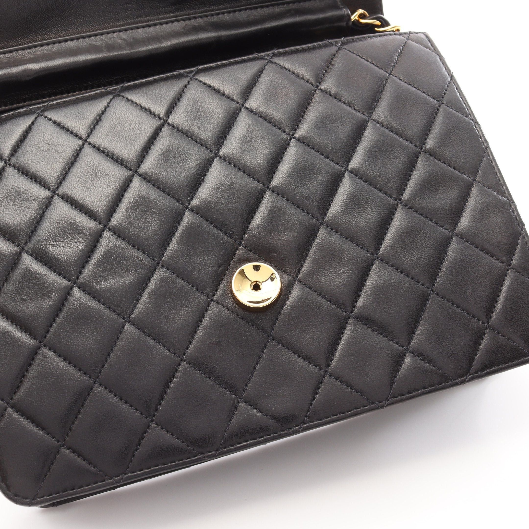 Chanel Chanel Matelasse Single Flap Chain Shoulder Bag Lambskin Black Gold Hardware Push Lock Size ONE SIZE - 9 Thumbnail