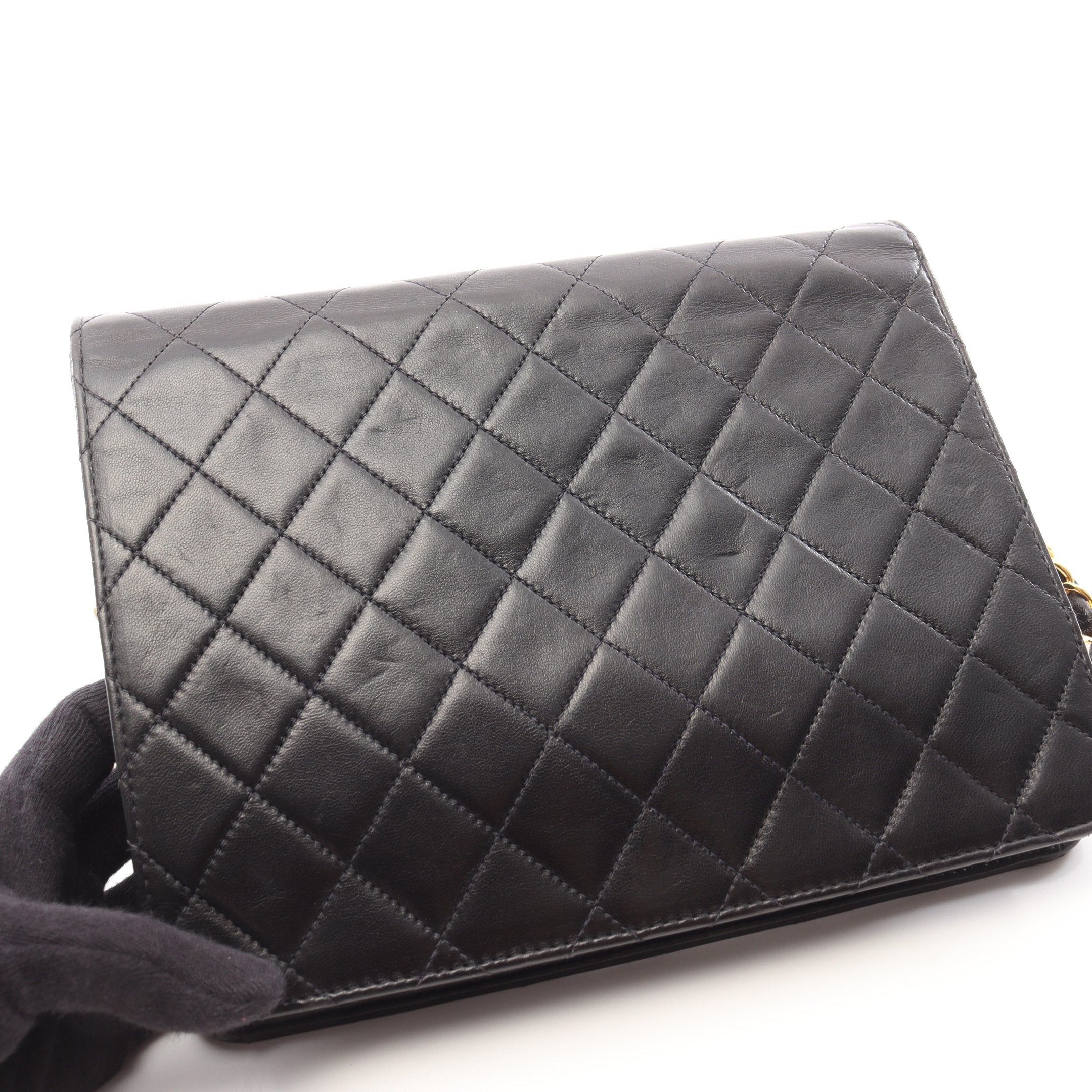 Chanel Chanel Matelasse Single Flap Chain Shoulder Bag Lambskin Black Gold Hardware Push Lock Size ONE SIZE - 7 Thumbnail