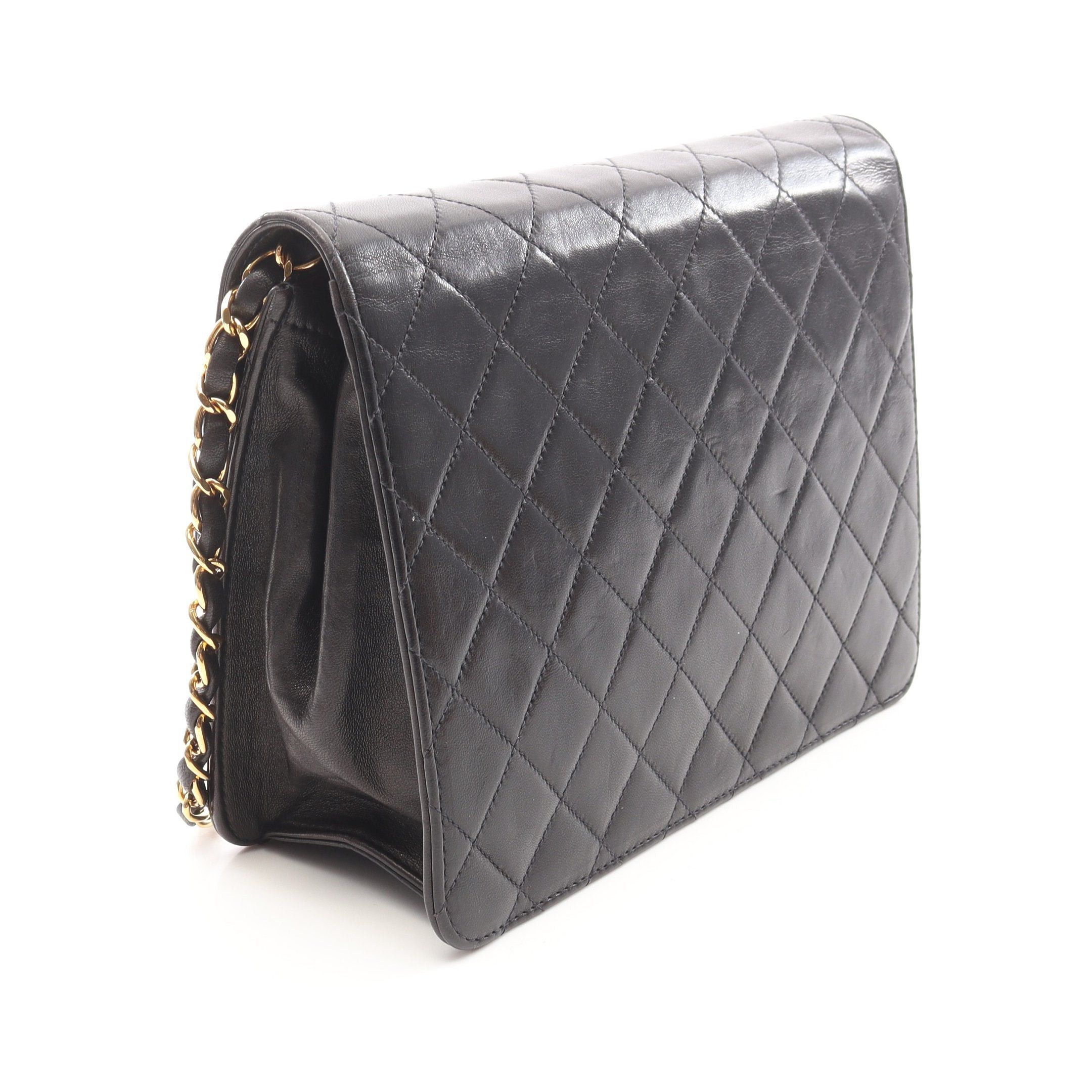 Chanel Chanel Matelasse Single Flap Chain Shoulder Bag Lambskin Black Gold Hardware Push Lock Size ONE SIZE - 2 Thumbnail