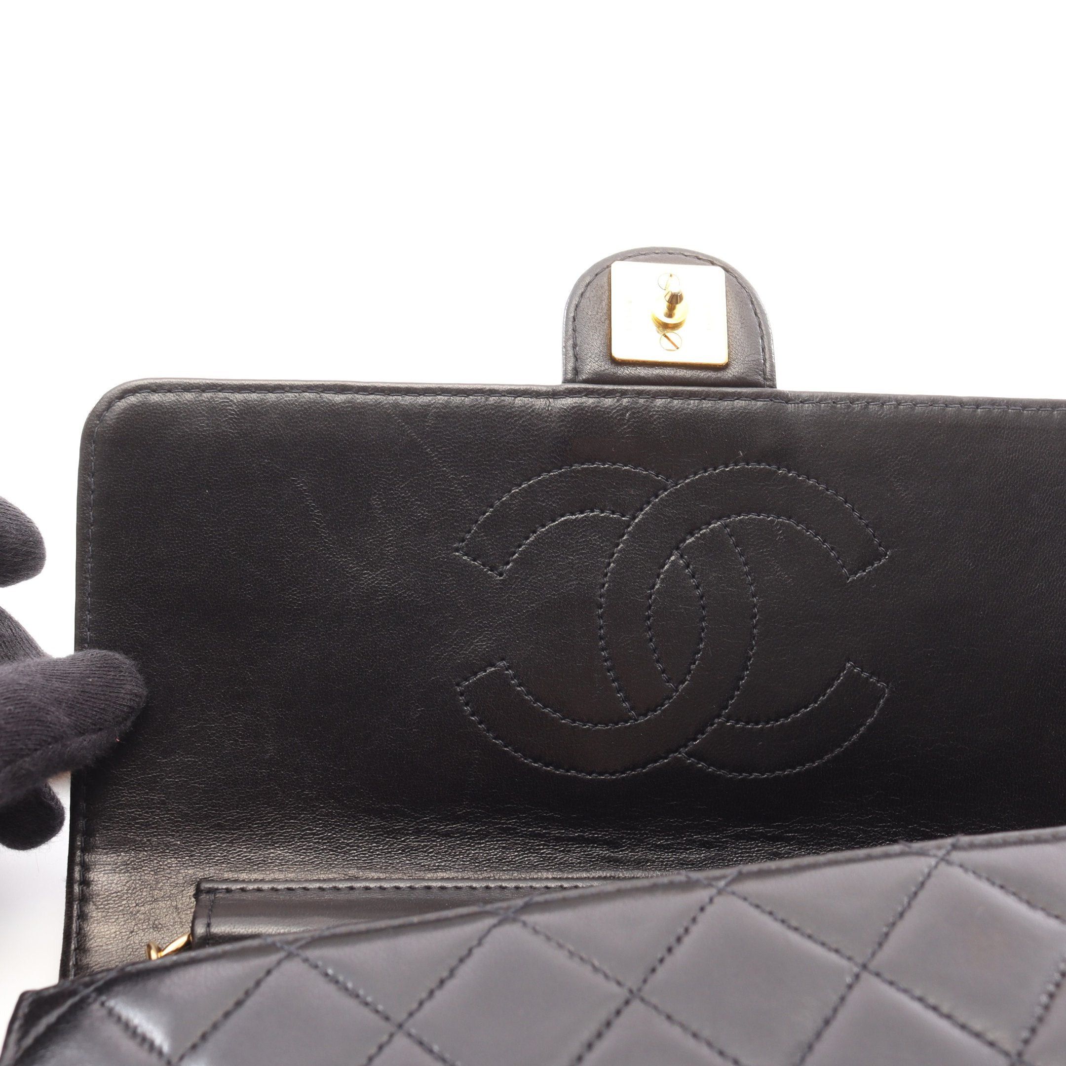 Chanel Chanel Matelasse Single Flap Chain Shoulder Bag Lambskin Black Gold Hardware Push Lock Size ONE SIZE - 6 Thumbnail