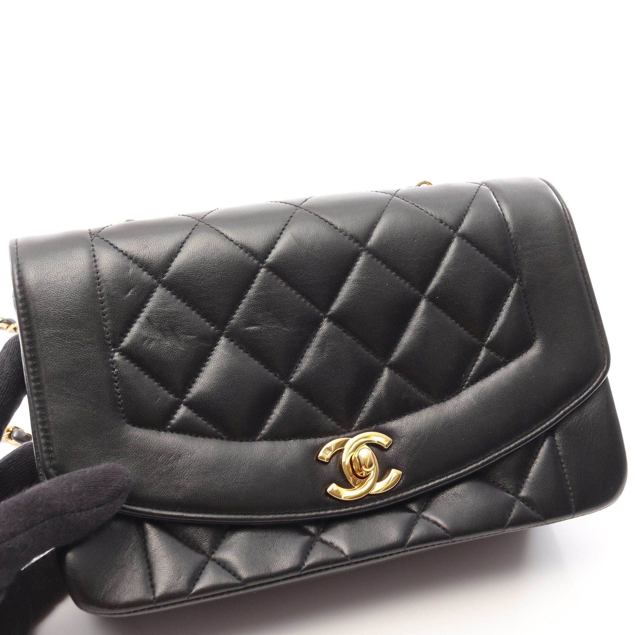 Chanel Chanel Matelasse Diana Flap Chain Shoulder Bag Lambskin Black Gold Hardware Size ONE SIZE - 7 Thumbnail