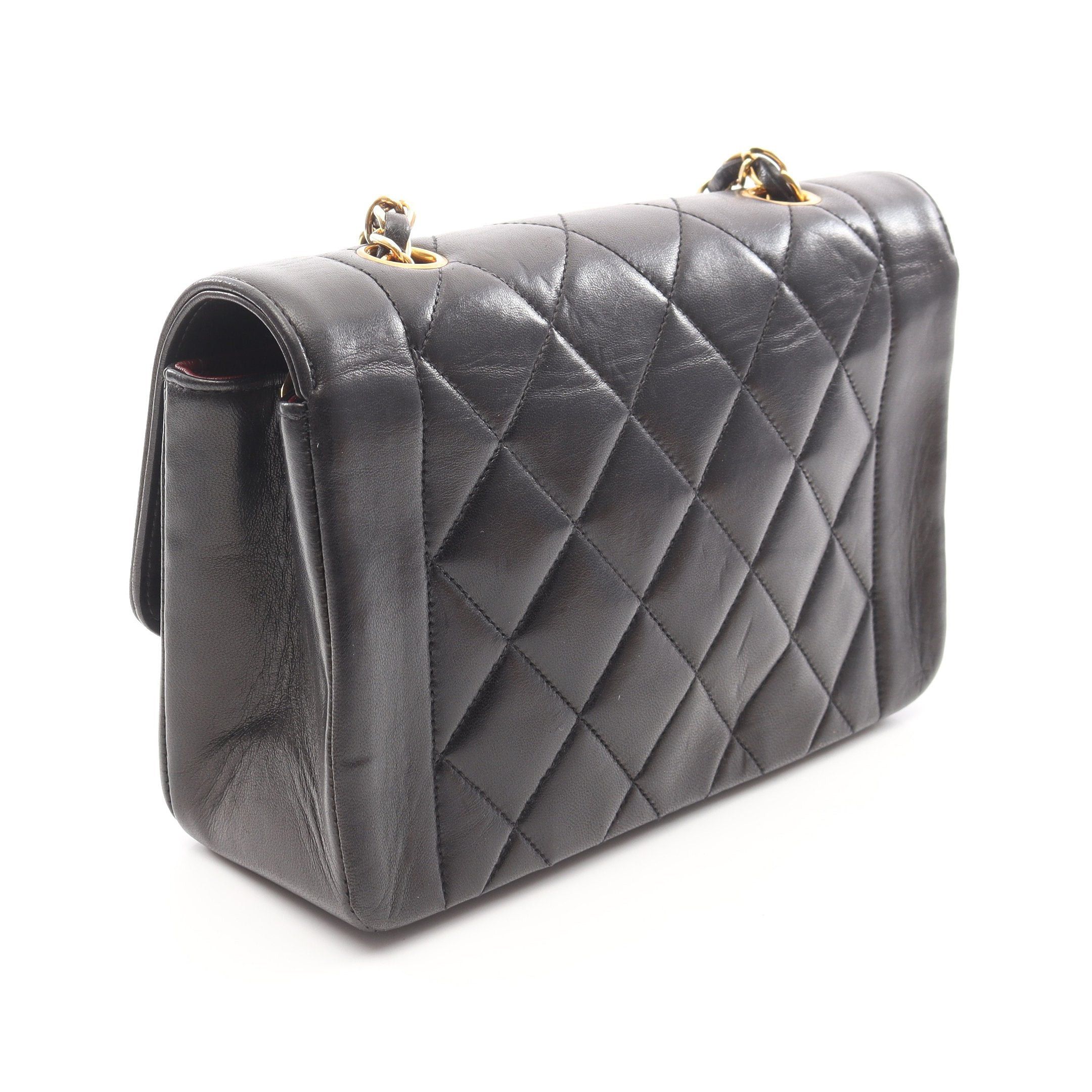 Chanel Chanel Matelasse Diana Flap Chain Shoulder Bag Lambskin Black Gold Hardware Size ONE SIZE - 2 Thumbnail