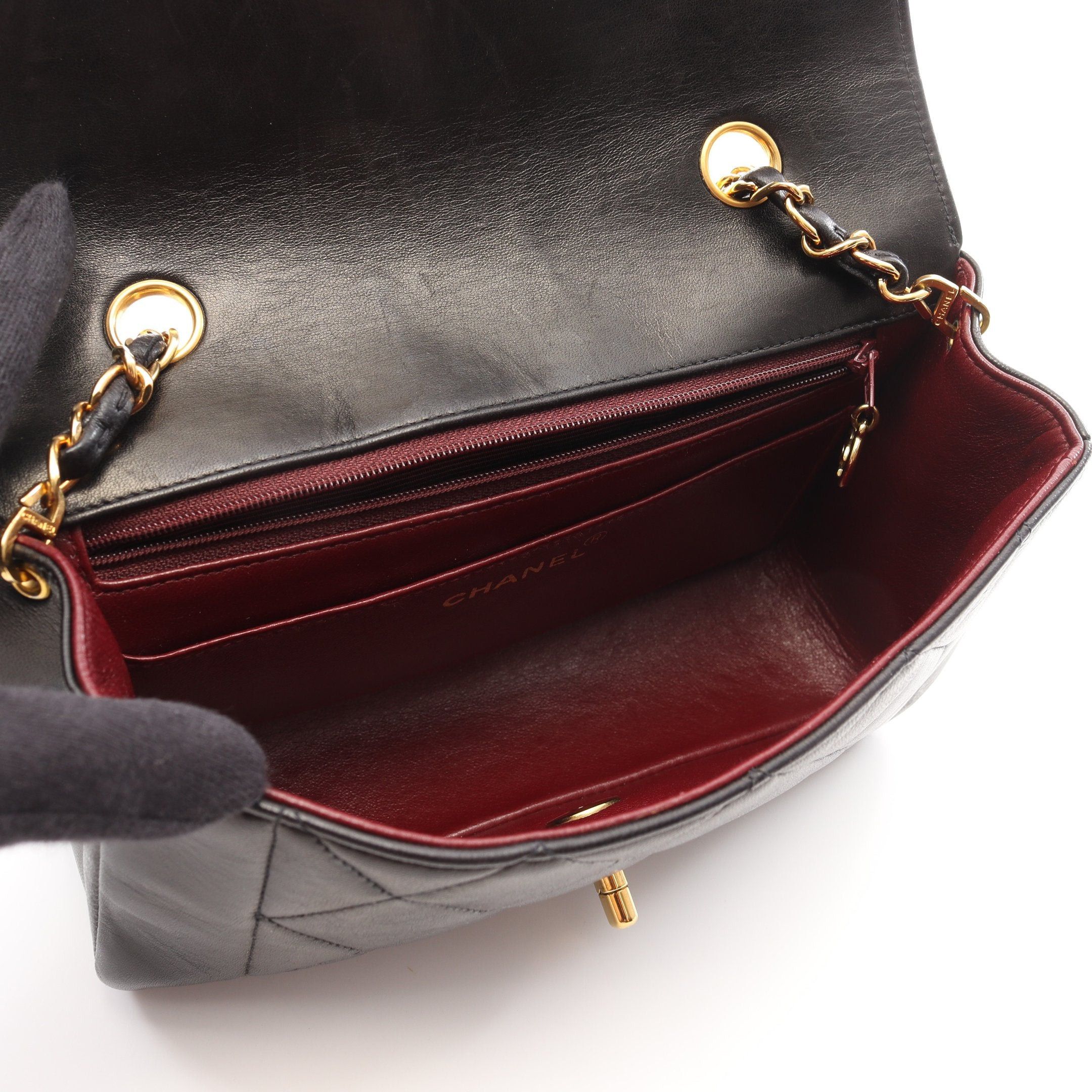 Chanel Chanel Matelasse Diana Flap Chain Shoulder Bag Lambskin Black Gold Hardware Size ONE SIZE - 3 Thumbnail