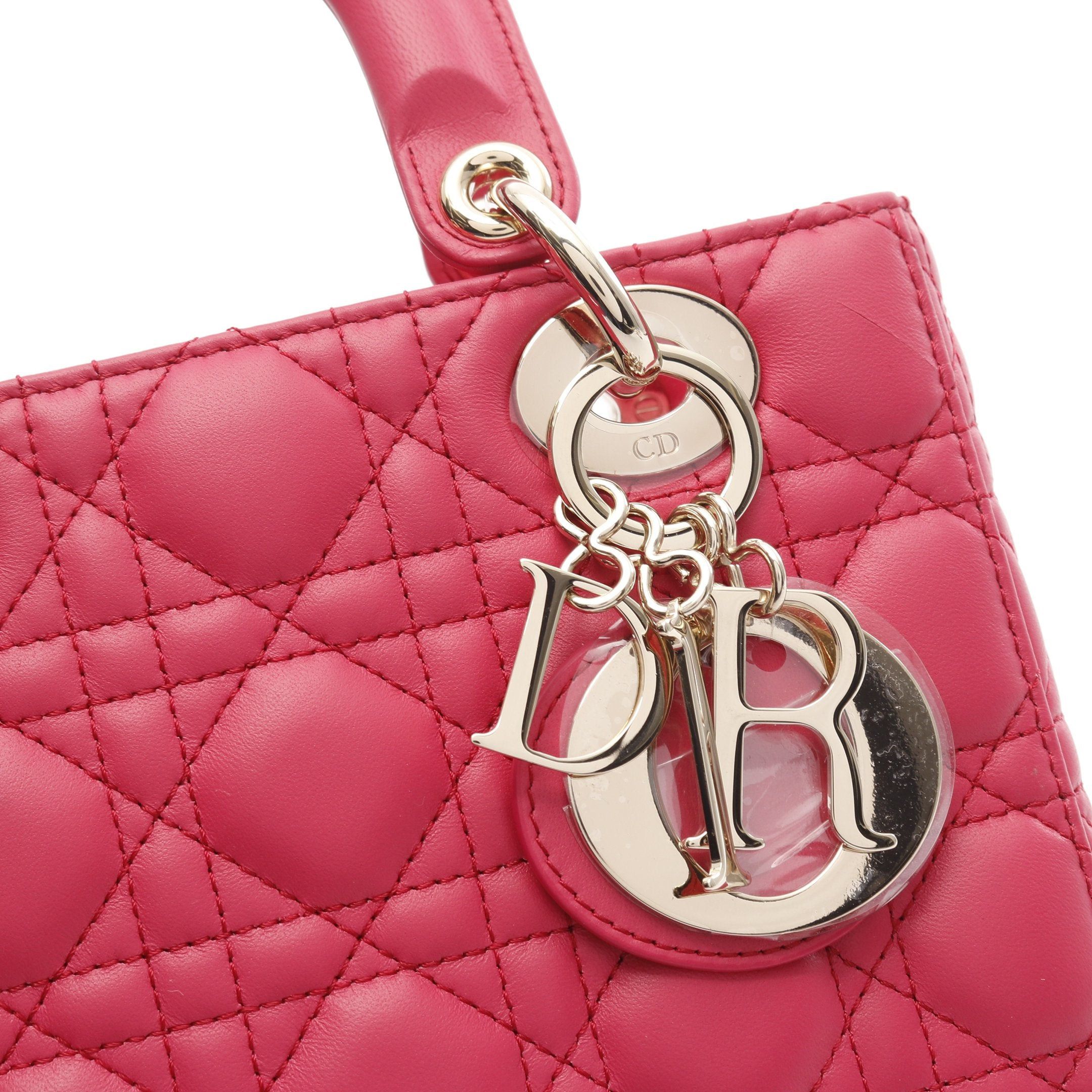 Dior Dior Lady Dior Small Handbag Leather Pink Size ONE SIZE - 8 Thumbnail