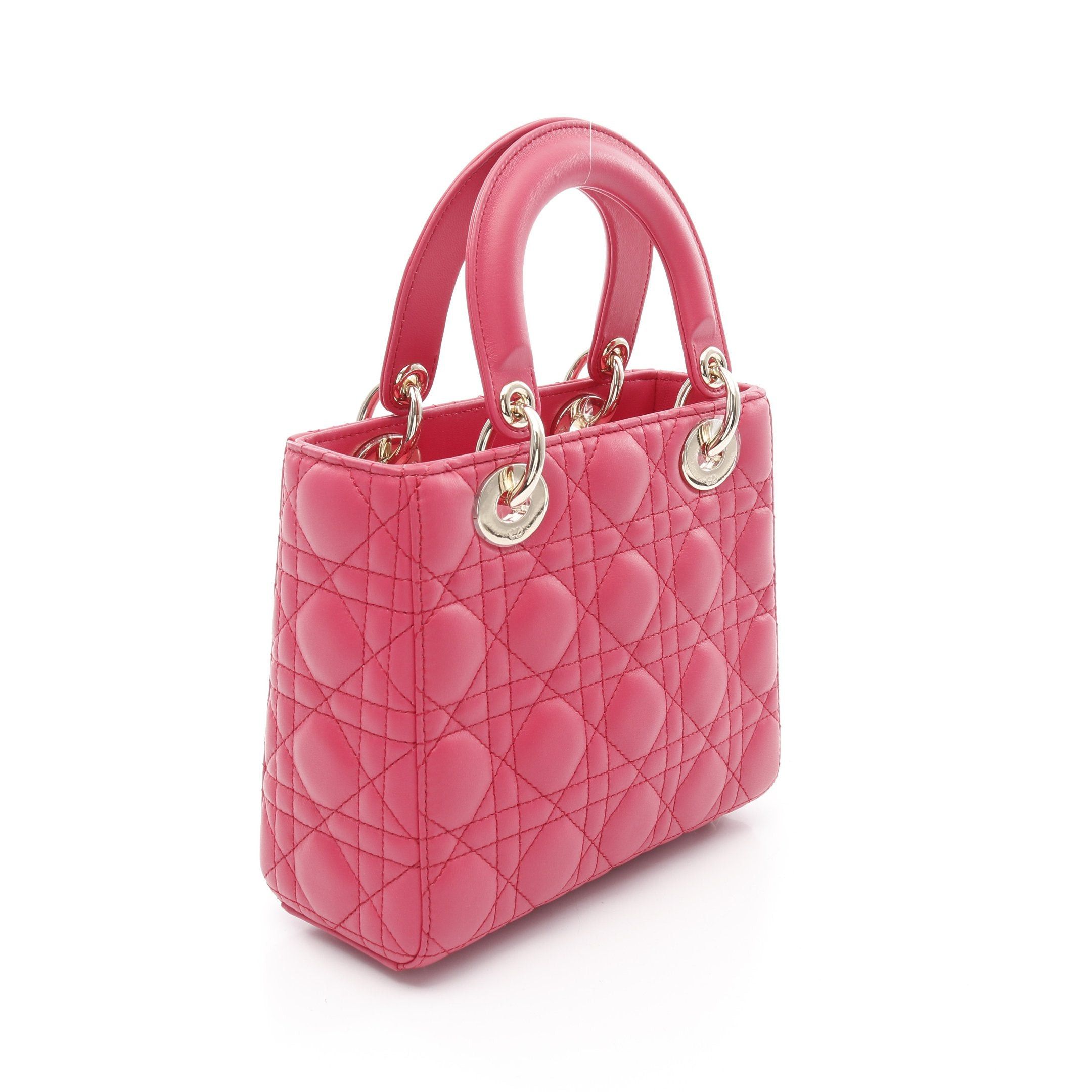 Dior Dior Lady Dior Small Handbag Leather Pink Size ONE SIZE - 2 Thumbnail