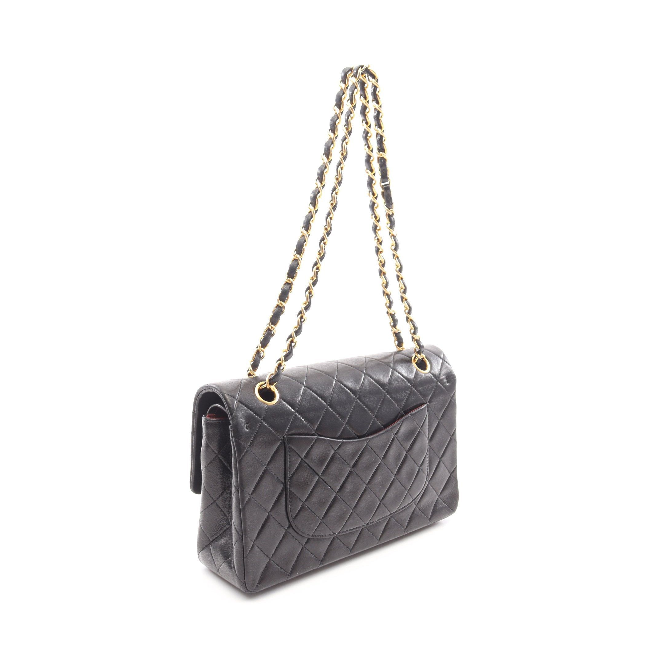 Chanel Chanel Matelasse Double Flap Chain Shoulder Bag Lambskin Black Gold Hardware Size ONE SIZE - 2 Thumbnail
