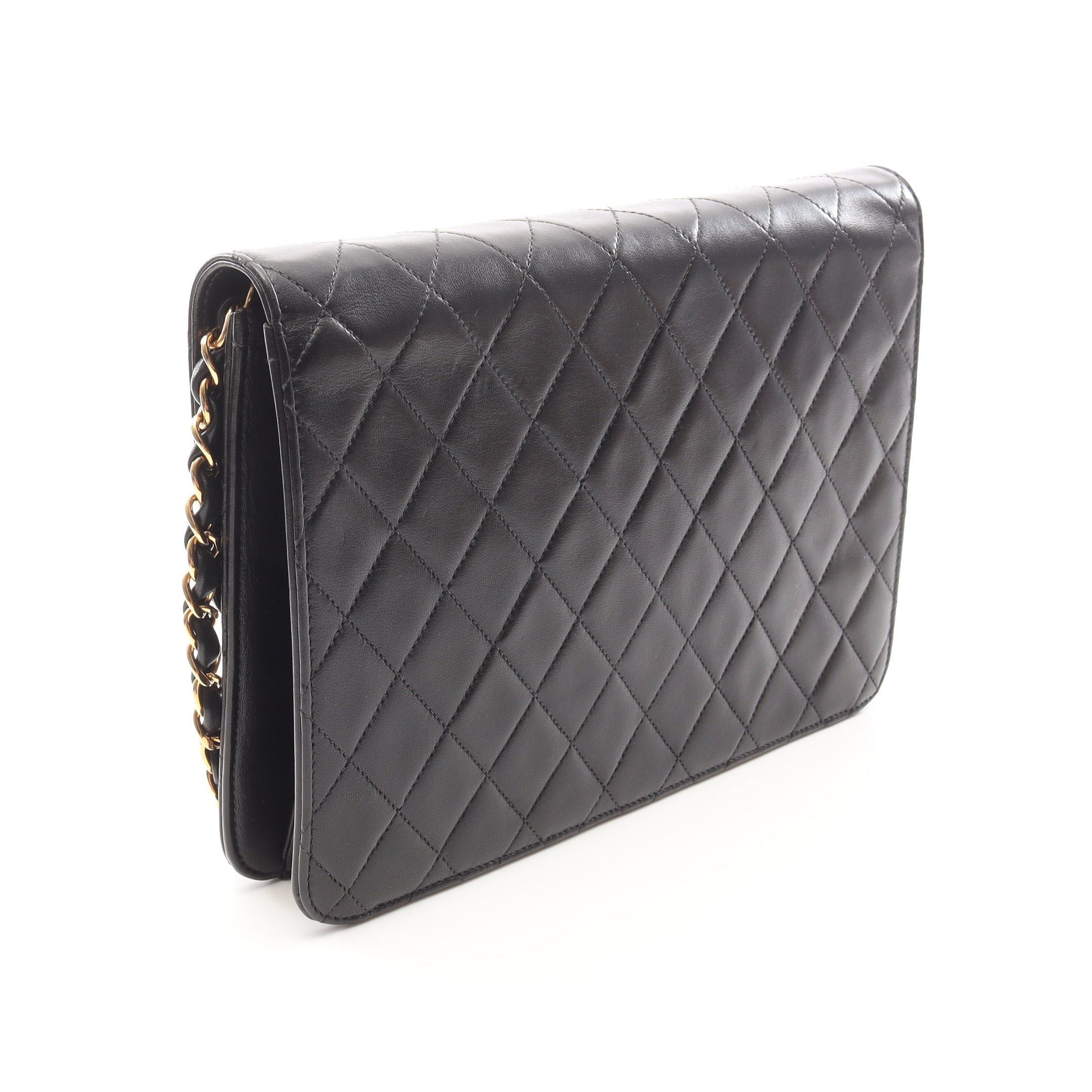 Chanel Chanel Matelasse Single Flap Chain Shoulder Bag Lambskin Black Gold Hardware Push Lock Size ONE SIZE - 2 Thumbnail