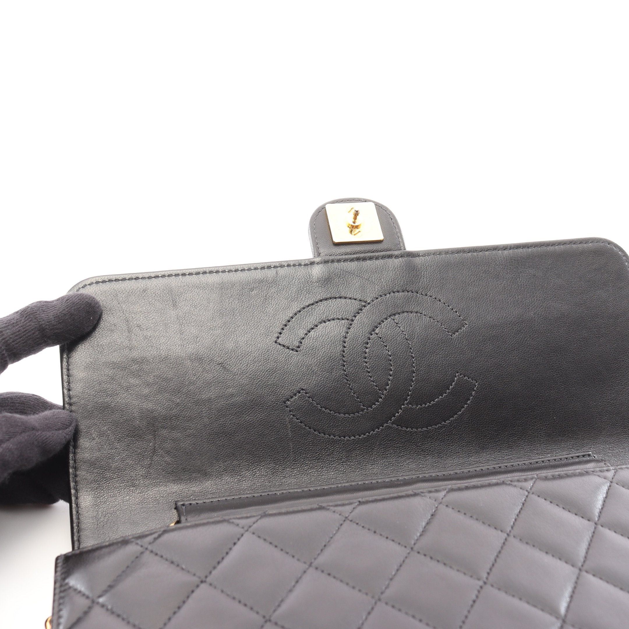 Chanel Chanel Matelasse Single Flap Chain Shoulder Bag Lambskin Black Gold Hardware Push Lock Size ONE SIZE - 6 Thumbnail