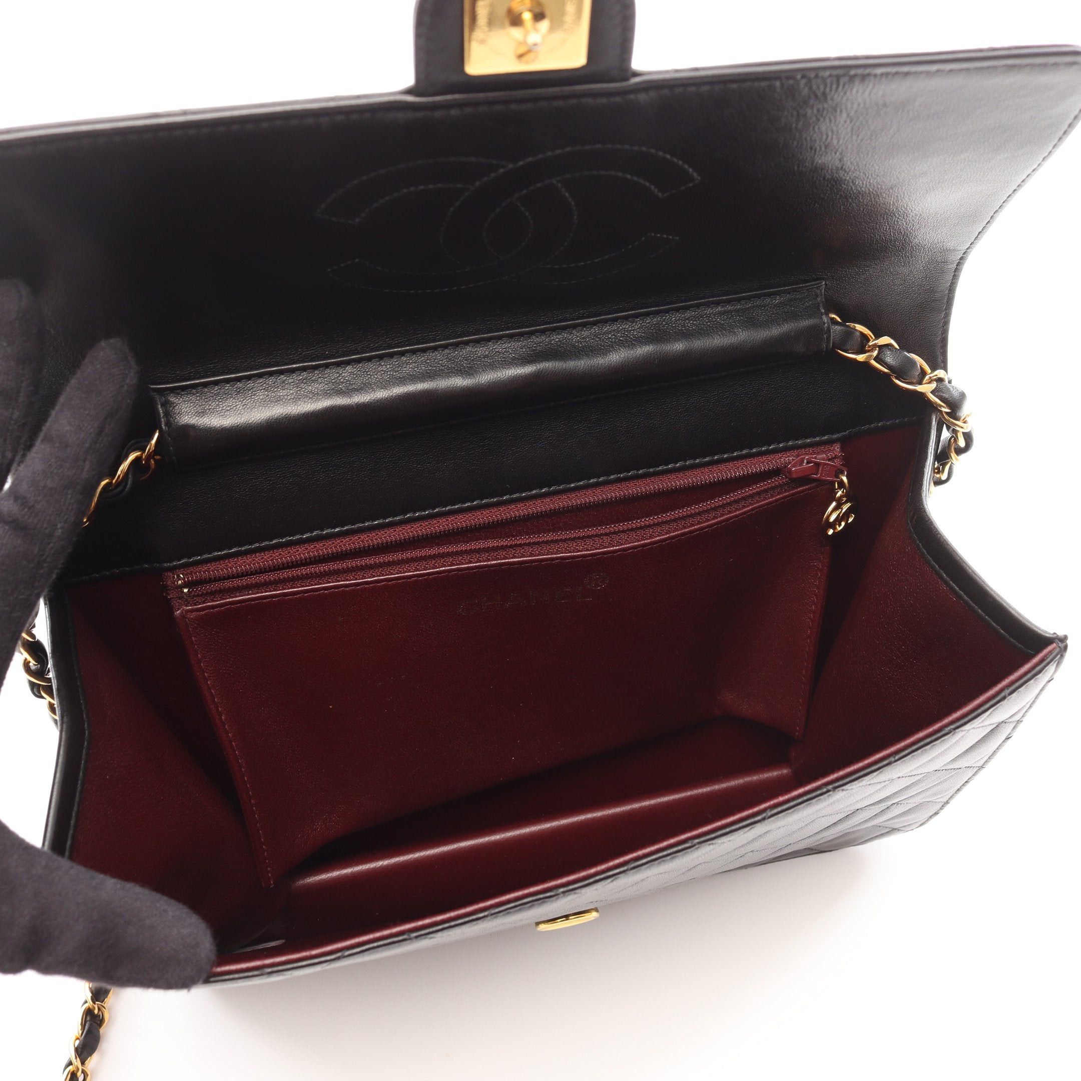 Chanel Chanel Matelasse Single Flap Chain Shoulder Bag Lambskin Black Gold Hardware Push Lock Size ONE SIZE - 3 Thumbnail