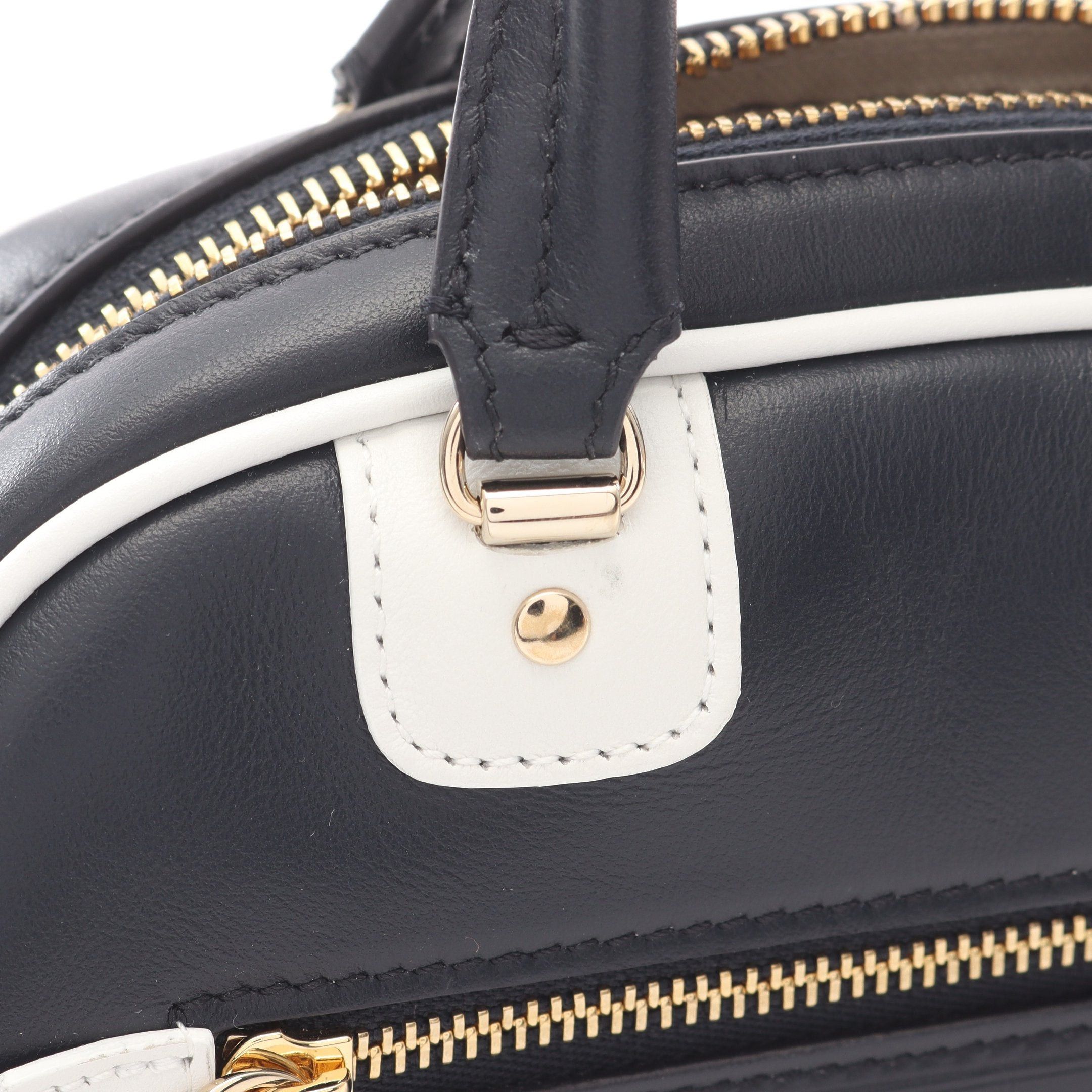 Dior Dior Vibe Mini Bowling Bag Handbag Boston Leather Navy White Size ONE SIZE - 5 Thumbnail