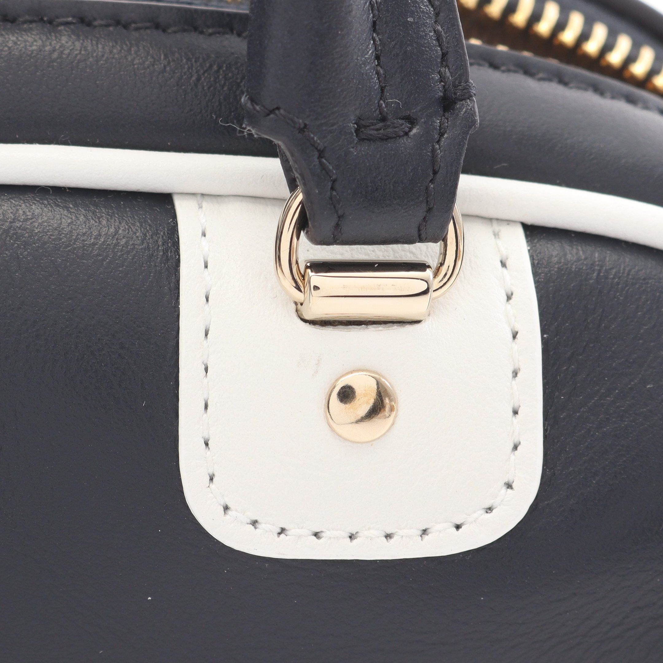 Dior Dior Vibe Mini Bowling Bag Handbag Boston Leather Navy White Size ONE SIZE - 6 Thumbnail