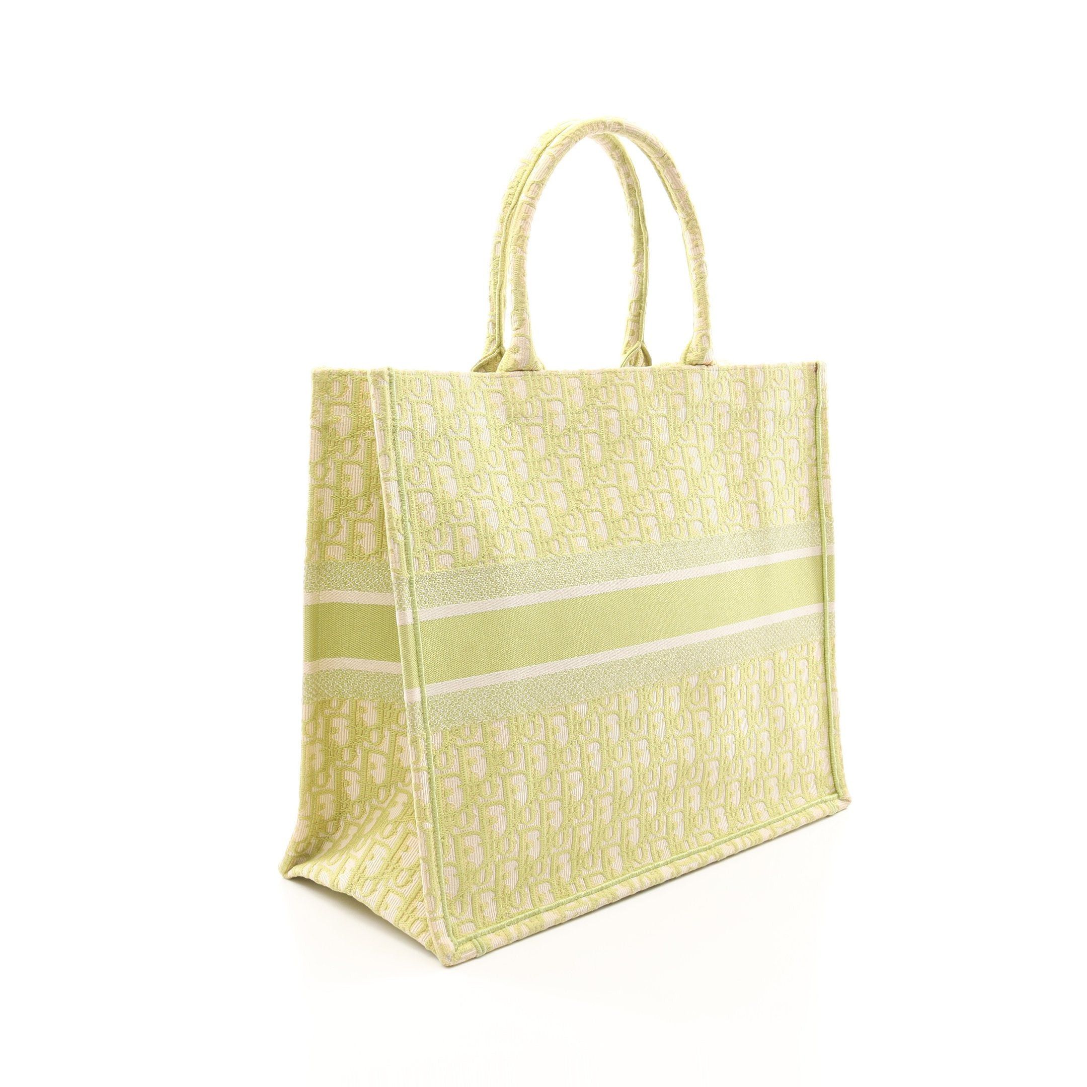 Dior Dior Book Tote Large Handbag Bag Canvas Off White Yellow-Green Size ONE SIZE - 2 Thumbnail