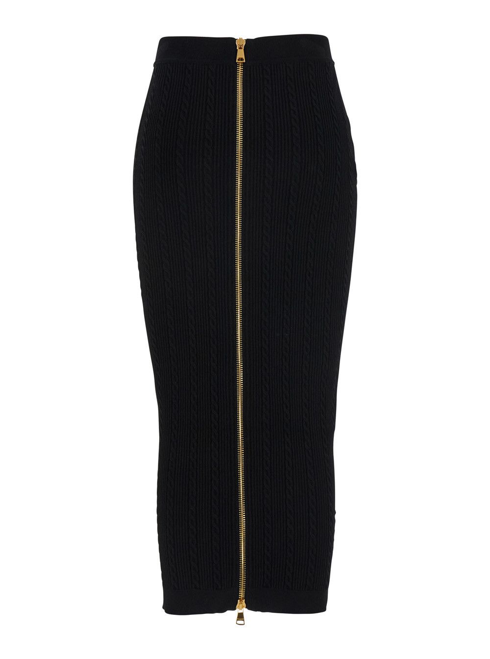 Balmain Black Skirt with Logo Buttons and Zip Closure in Viscose Blend Woman Size 28" / US 6 / IT 42 - 2 Thumbnail