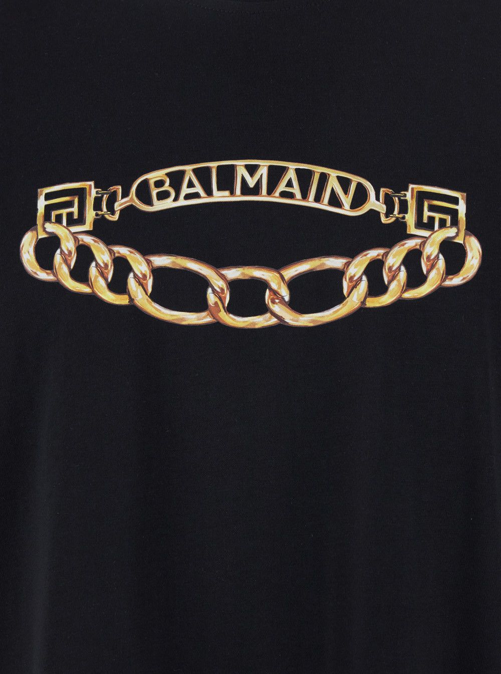 Balmain Black Crewneck T-Shirt with Logo Print on the Front in Cotton Man Size US M / EU 48-50 / 2 - 3 Thumbnail