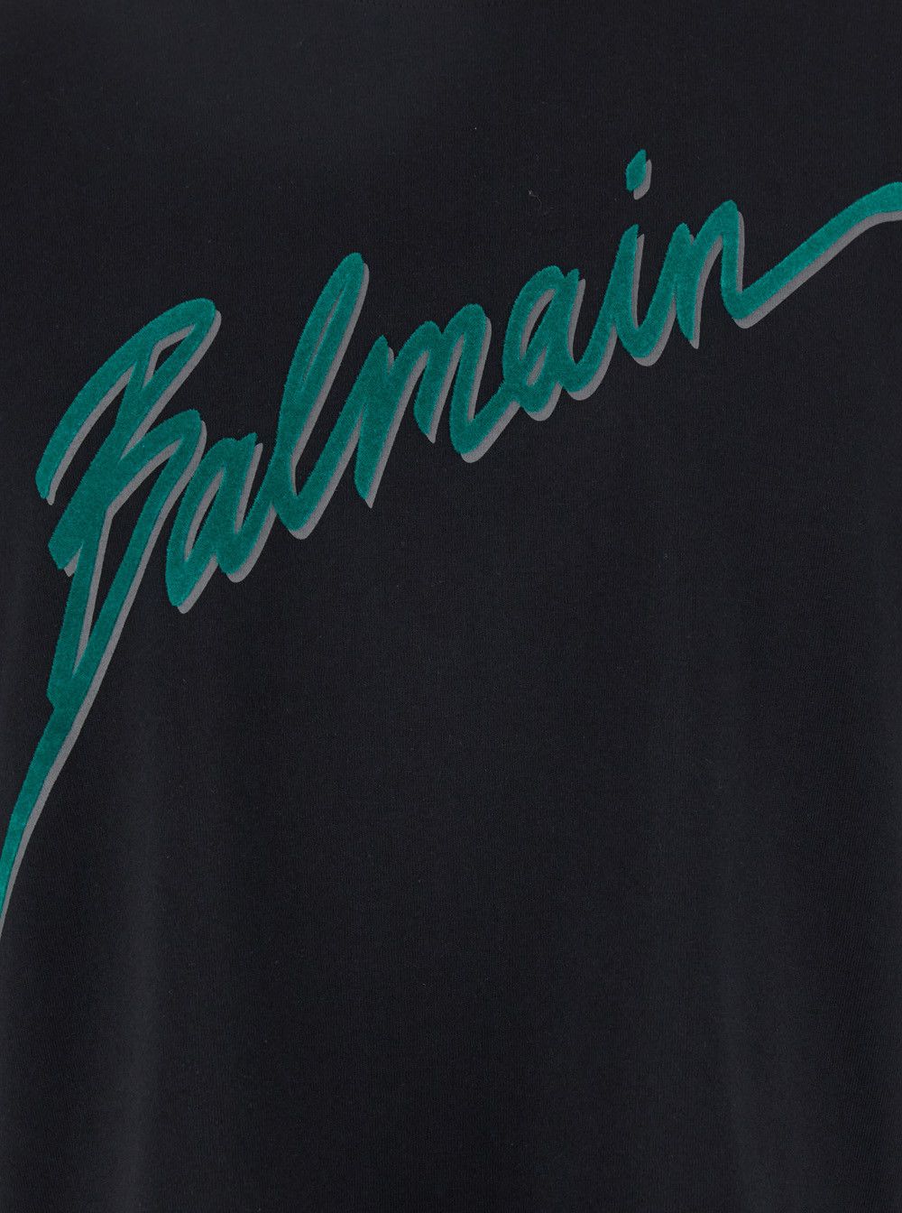 Balmain Black Crewneck T-Shirt with Logo Lettering Print on the Front in Cotton Man Size US L / EU 52-54 / 3 - 3 Thumbnail