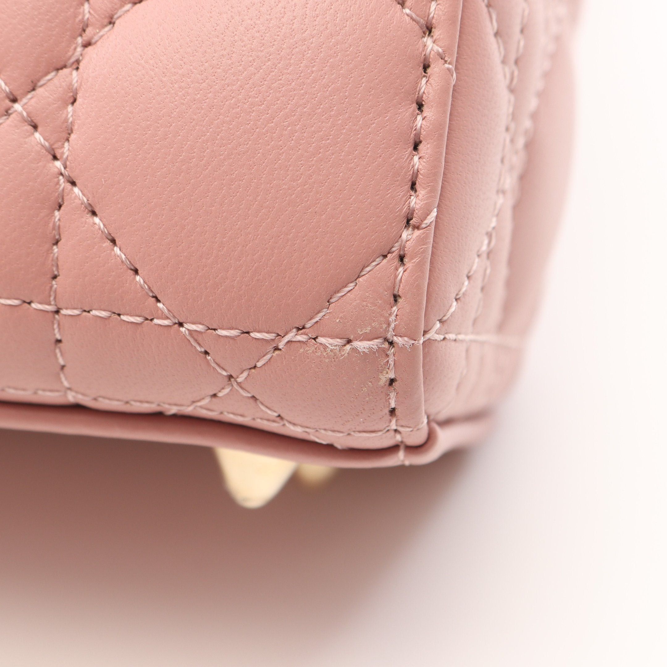 Dior Dior Lady Dior Small Handbag Leather Dusty Pink Size ONE SIZE - 6 Thumbnail