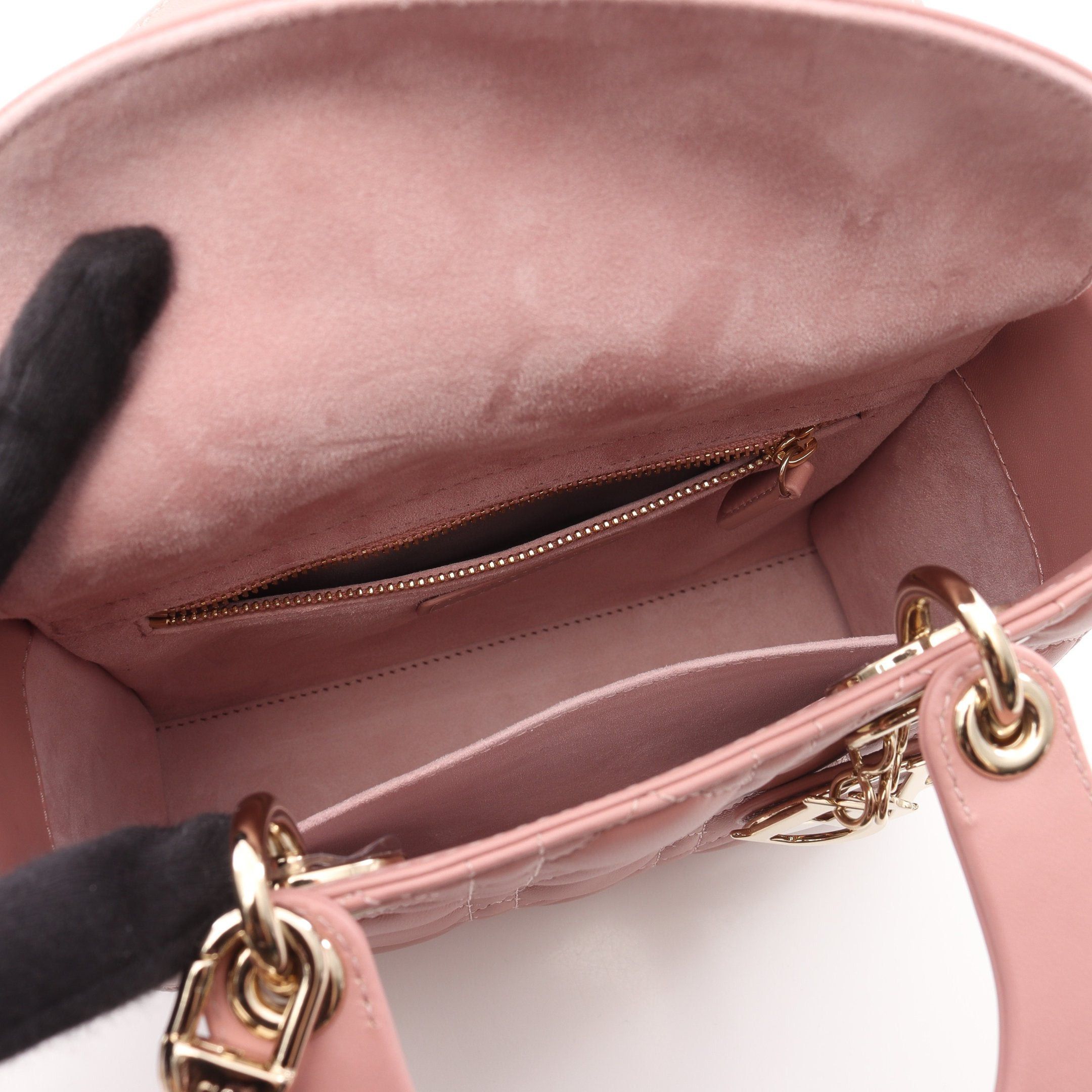 Dior Dior Lady Dior Small Handbag Leather Dusty Pink Size ONE SIZE - 3 Thumbnail