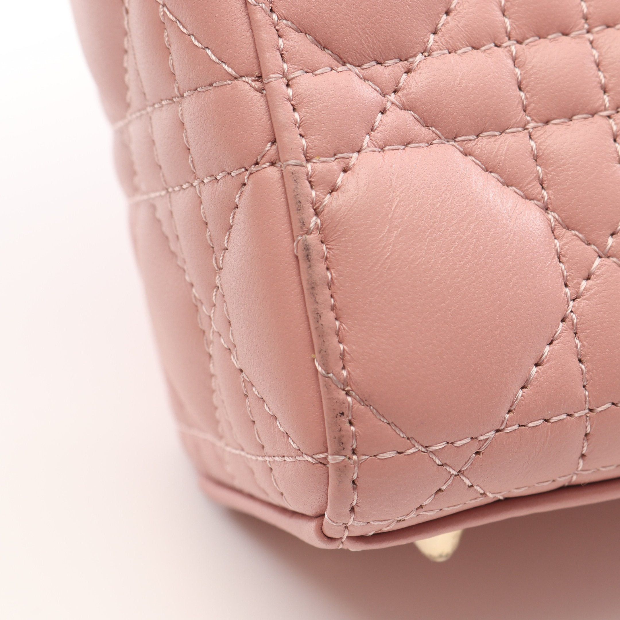Dior Dior Lady Dior Small Handbag Leather Dusty Pink Size ONE SIZE - 7 Thumbnail