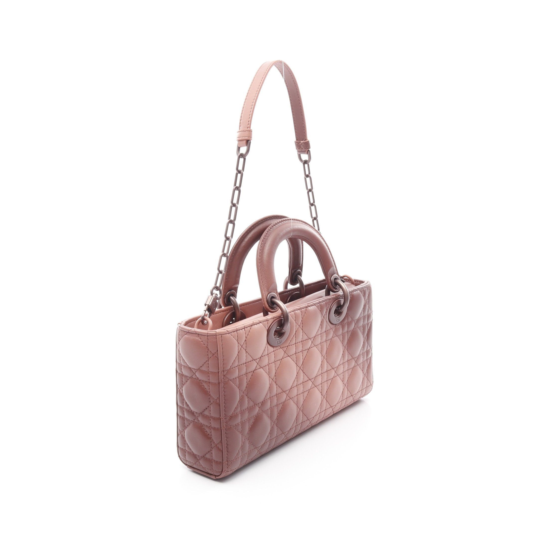 Dior Dior Lady Bag Medium Canage Handbag Leather Pink 3Way Size ONE SIZE - 2 Thumbnail